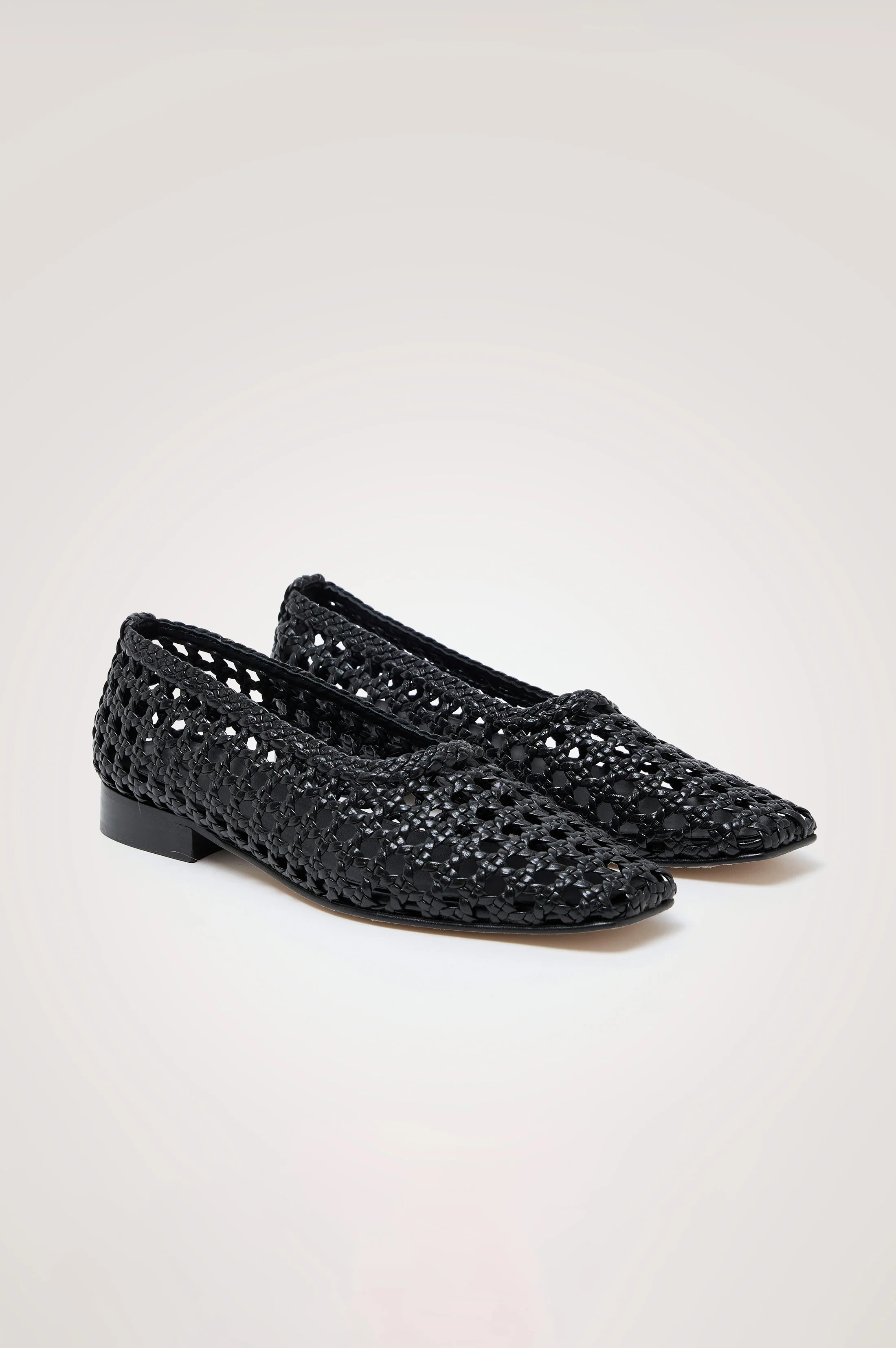 CORTONA WOVEN BALLET FLAT - BLACK LEATHER - Image 3