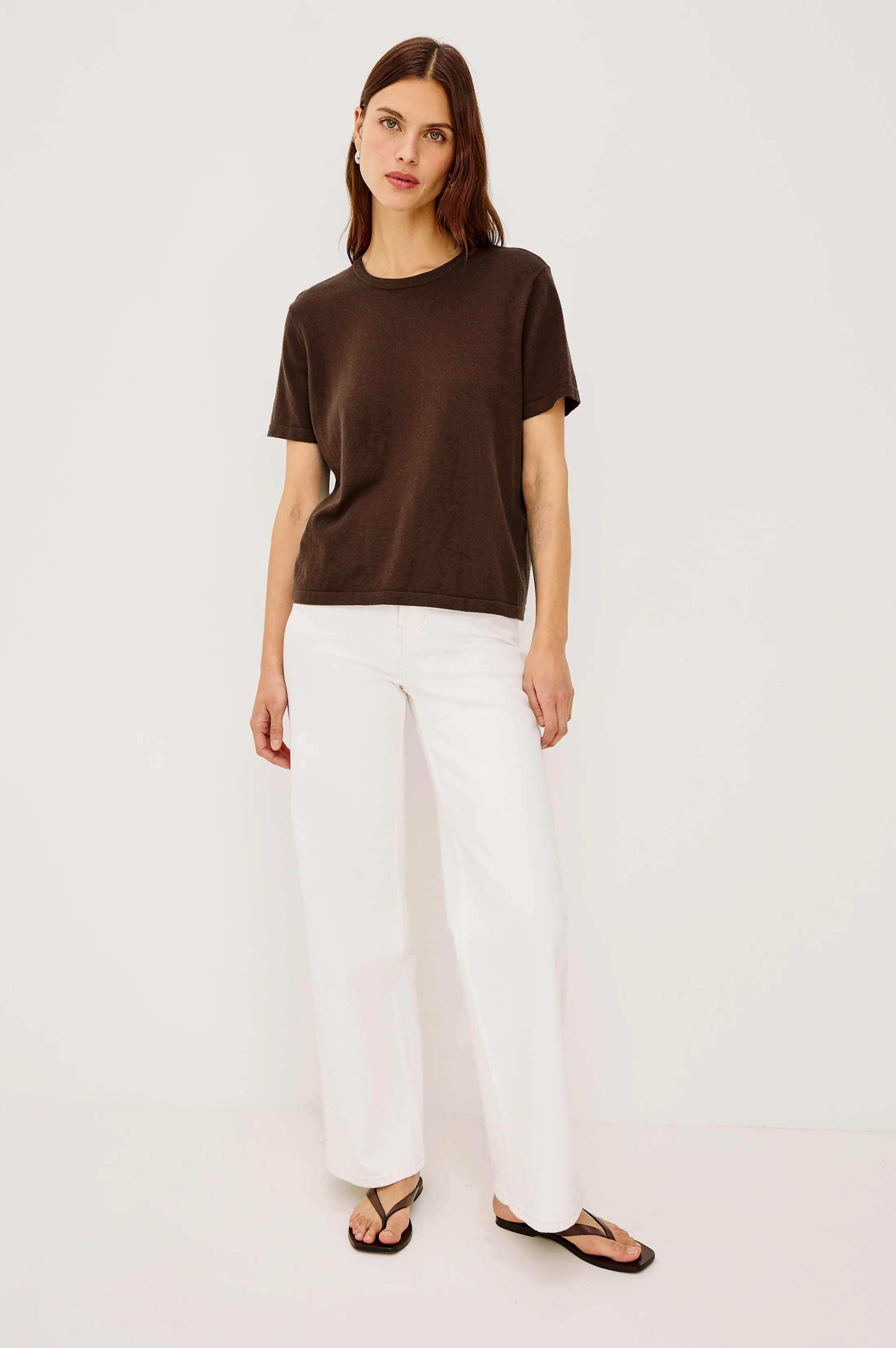 COTTON CASHMERE T-SHIRT - ESPRESSO - Image 3