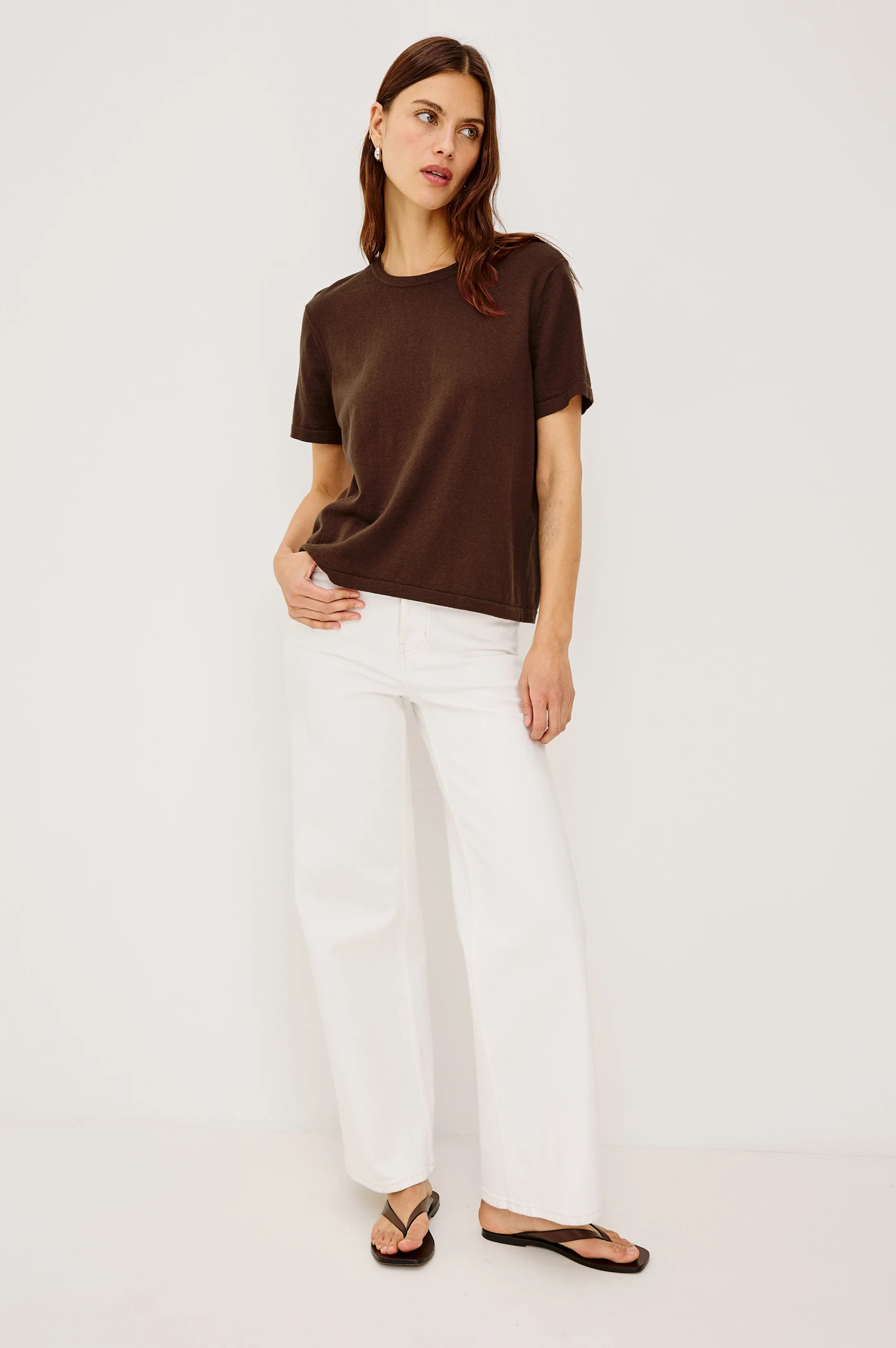 COTTON CASHMERE T-SHIRT - ESPRESSO - Image 4