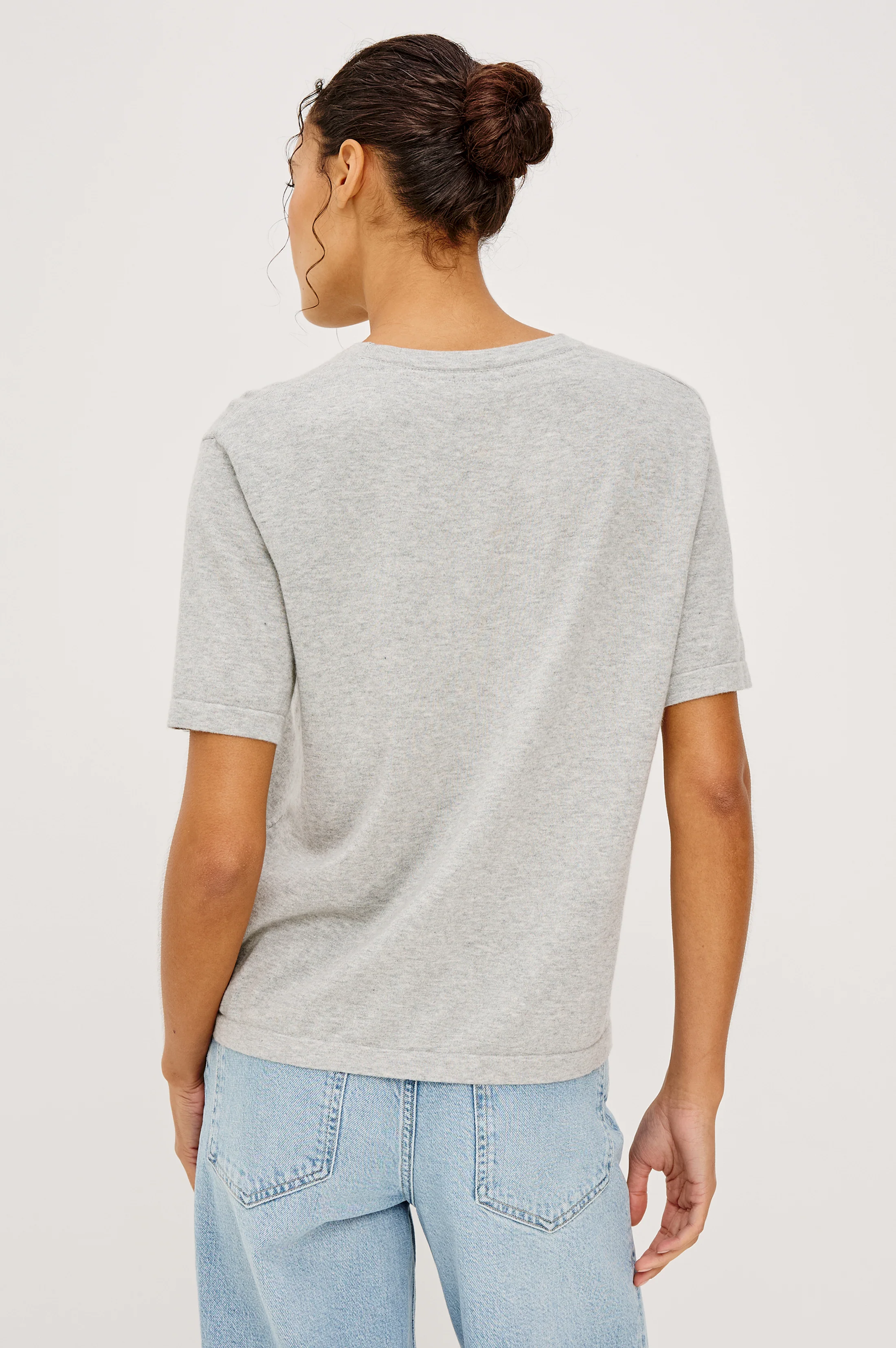 COTTON CASHMERE T-SHIRT - HEATHER GREY - Image 5