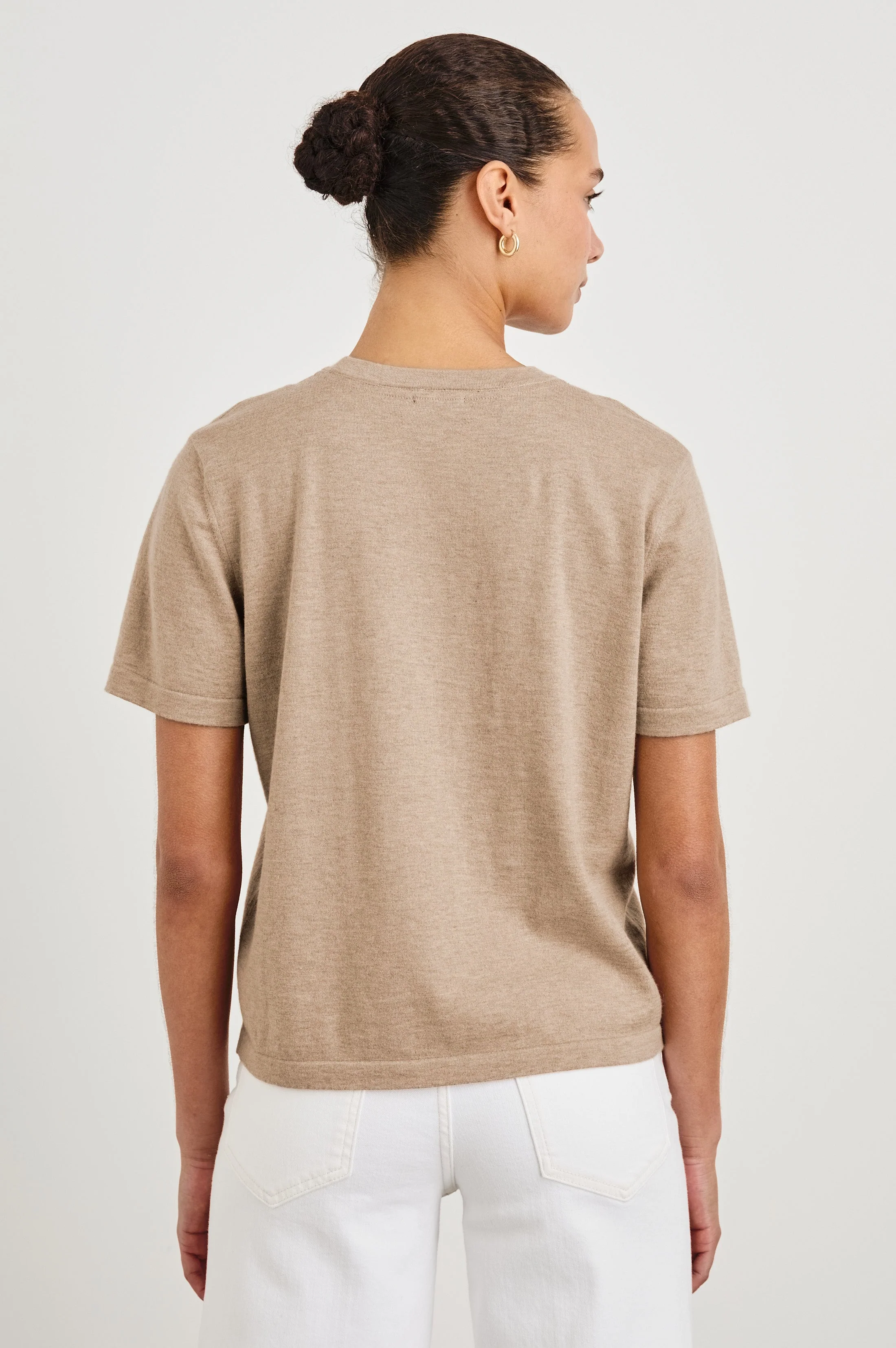 COTTON CASHMERE T-SHIRT - HEATHER OAT - Image 5