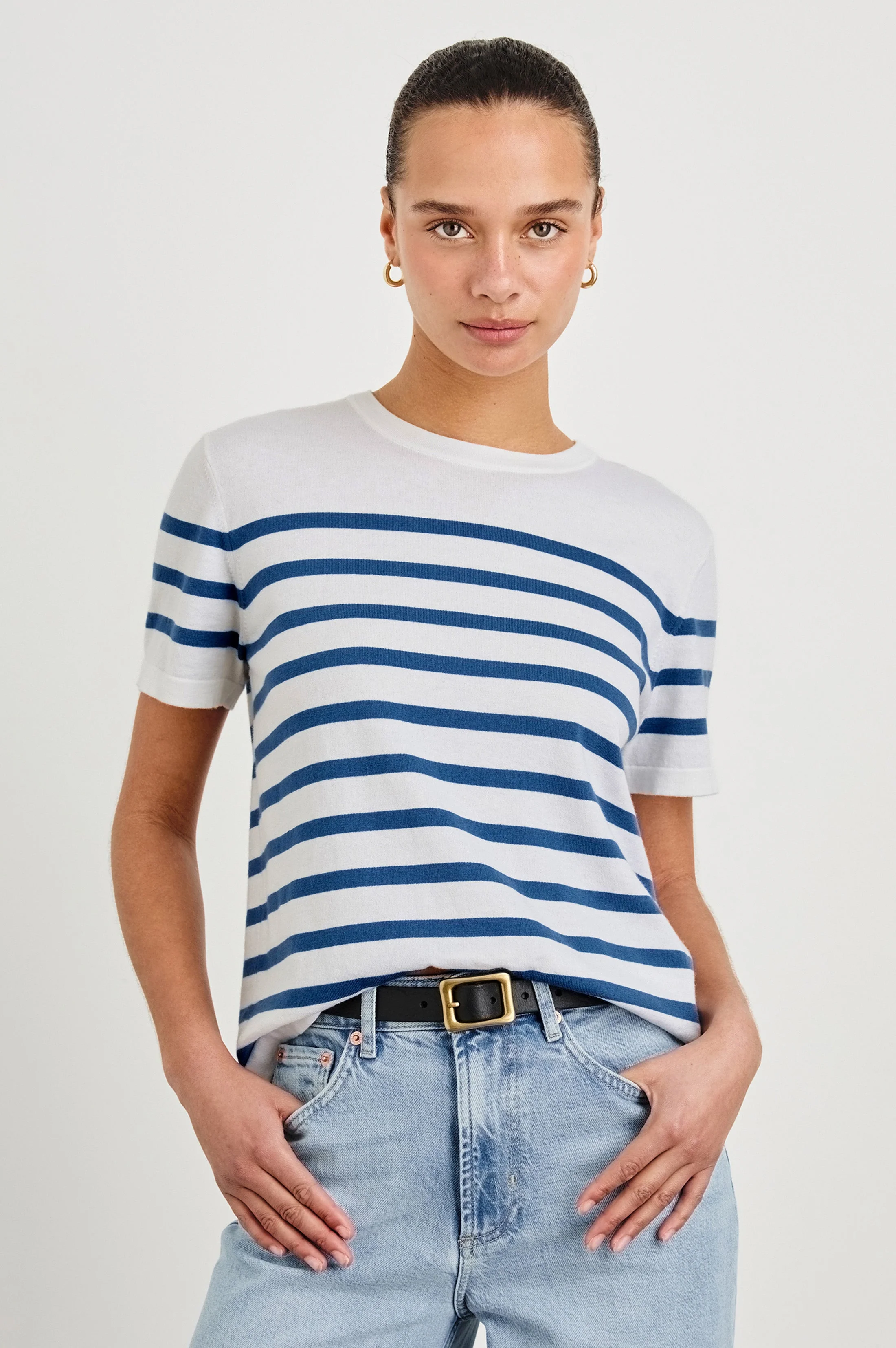 COTTON CASHMERE T-SHIRT - SAILOR STRIPE