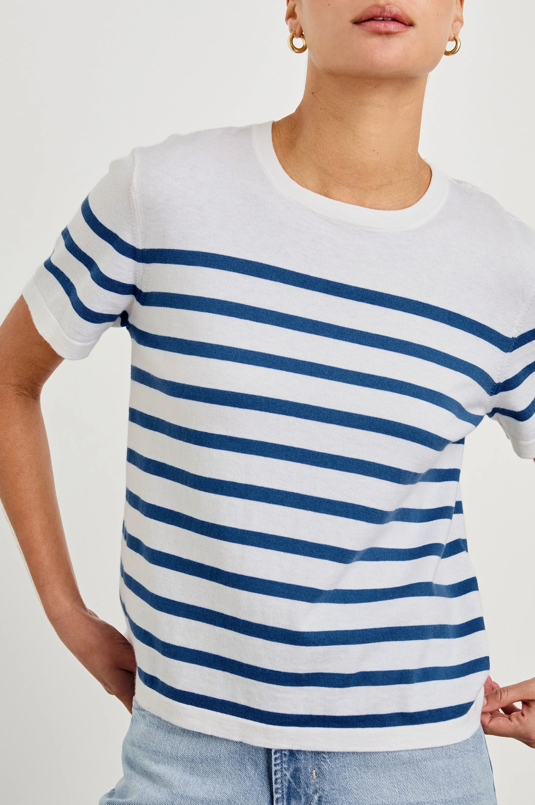 COTTON CASHMERE T-SHIRT - SAILOR STRIPE - Image 2