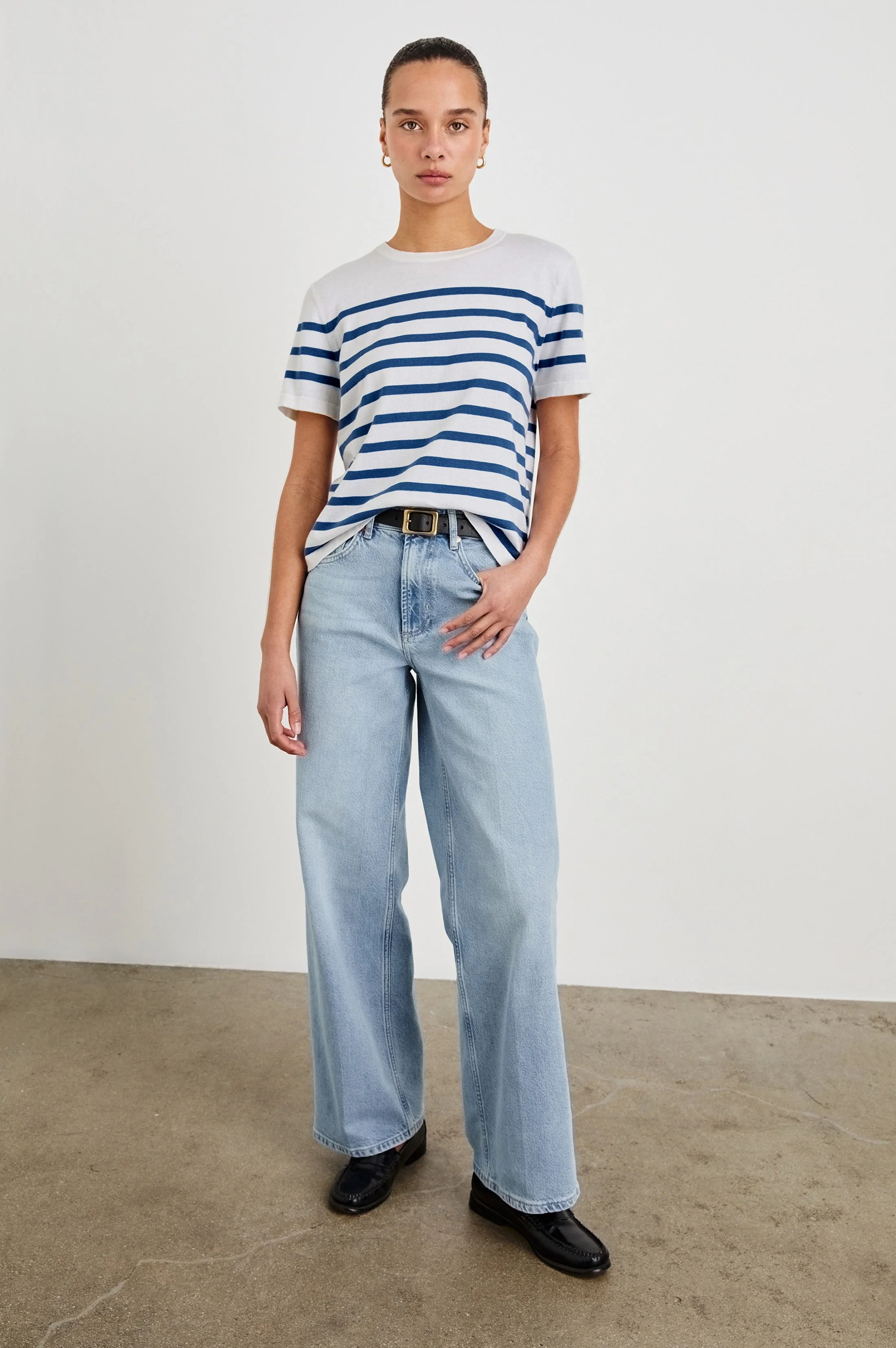 COTTON CASHMERE T-SHIRT - SAILOR STRIPE - Image 3