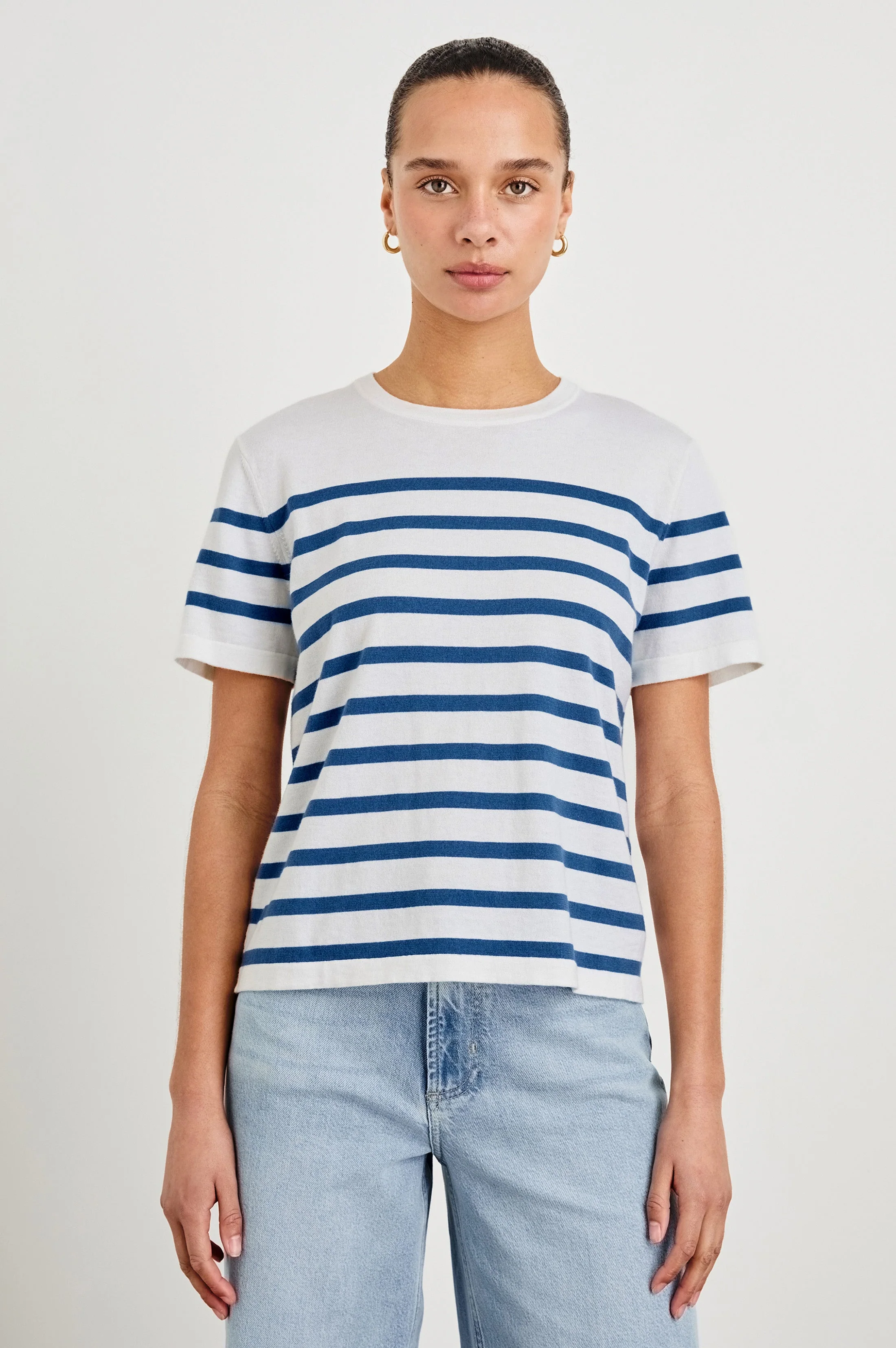 COTTON CASHMERE T-SHIRT - SAILOR STRIPE - Image 4