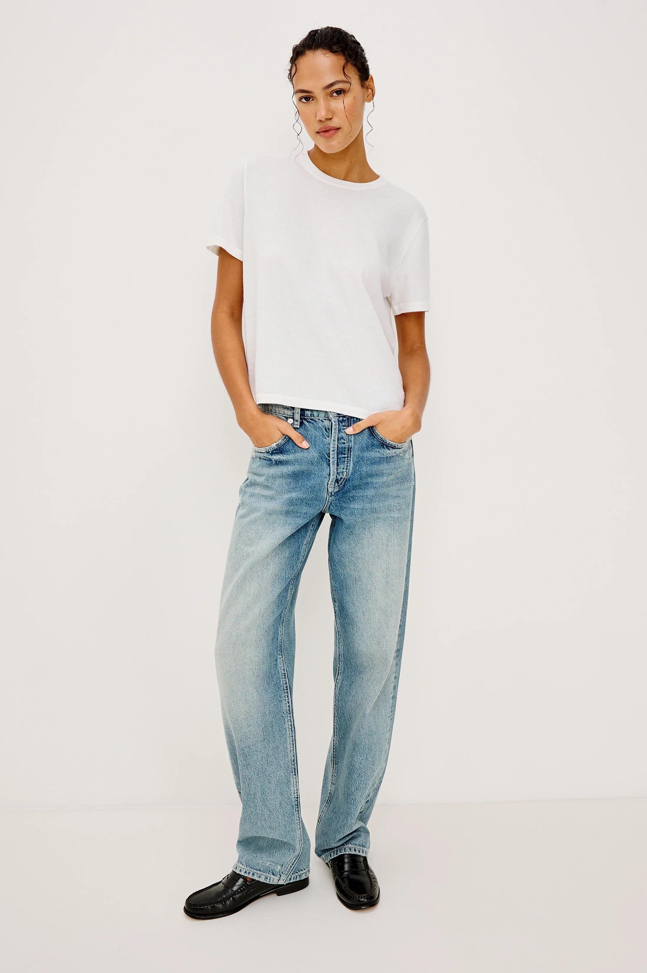 COTTON CASHMERE T-SHIRT - WHITE - Image 3