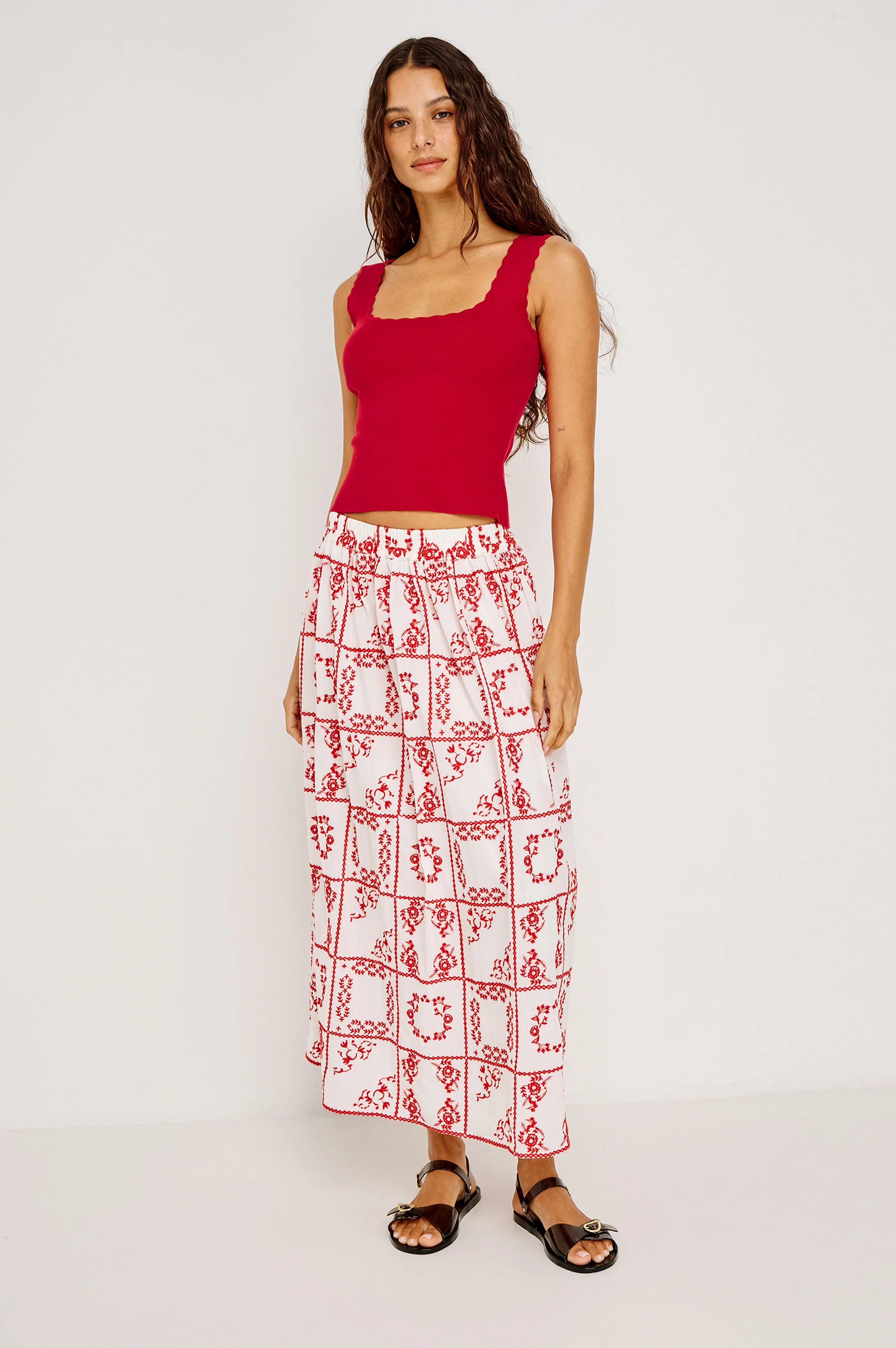 DAX SKIRT - IVORY RED HANDKERCHIEF - Image 3