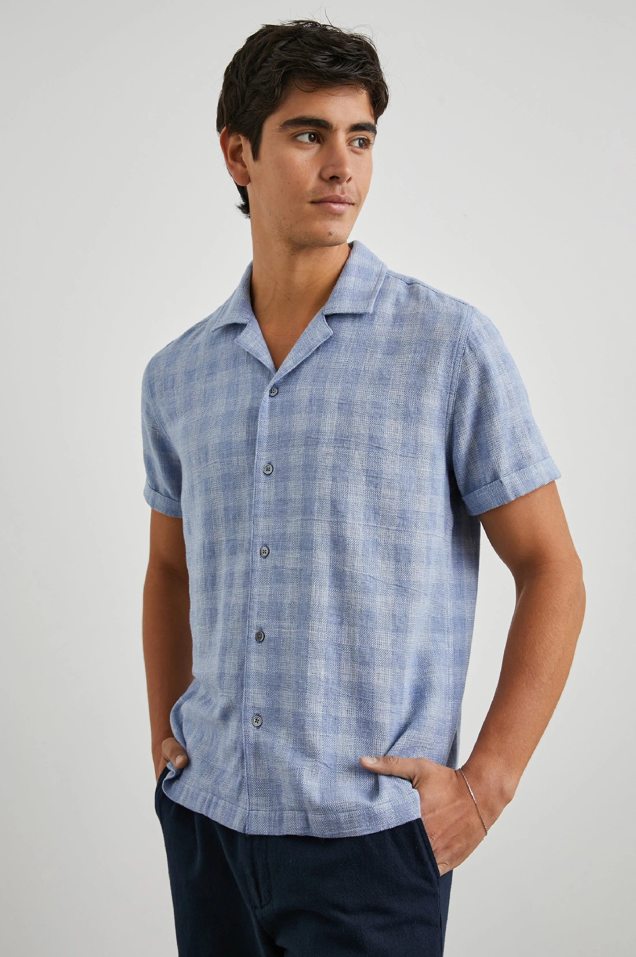 DRESDEN SHIRT - HOMESPUN BLUE GINGHAM - Image 5