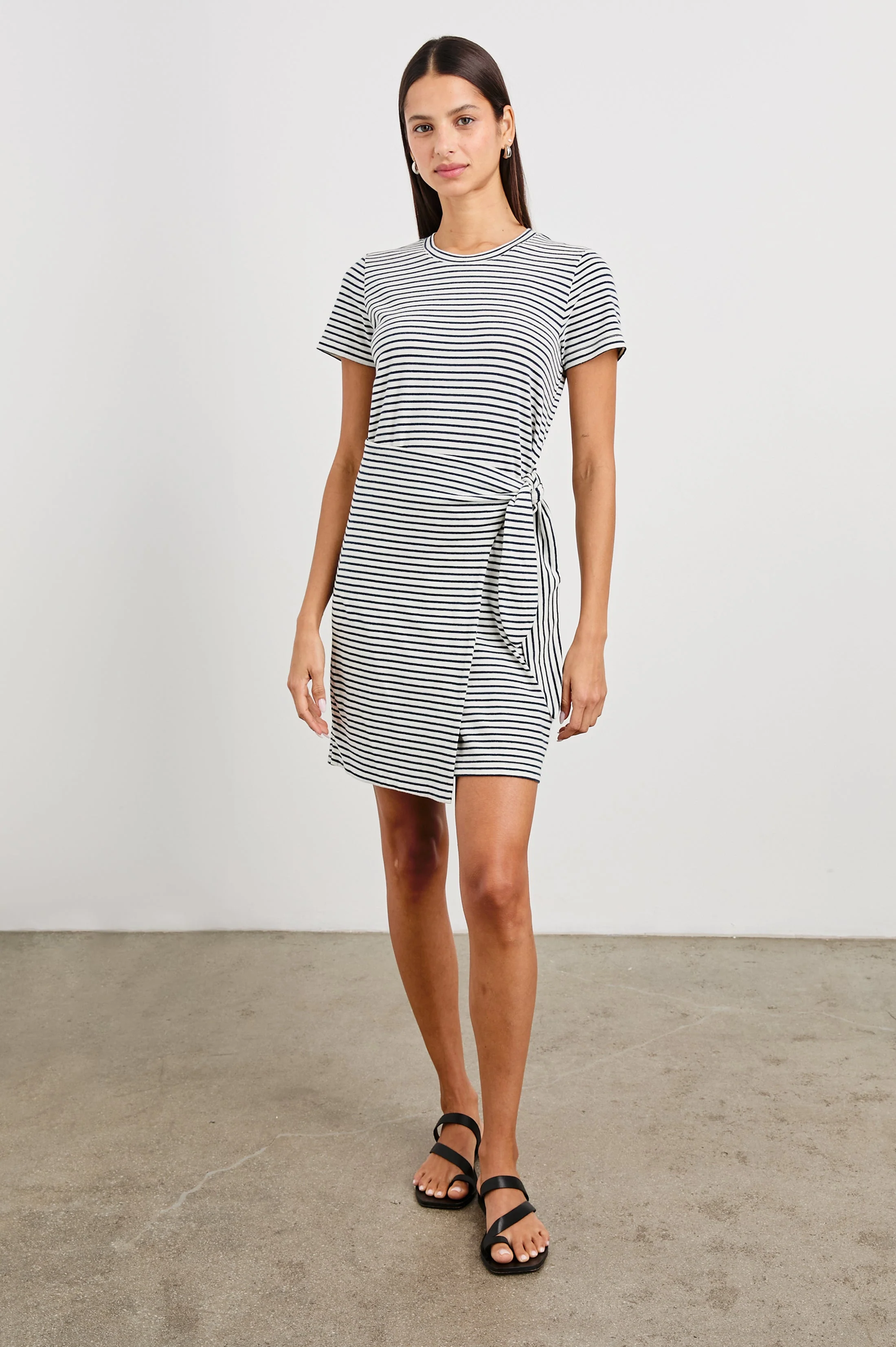 EDIE DRESS - IVORY NAVY MICRO STRIPE - Image 4