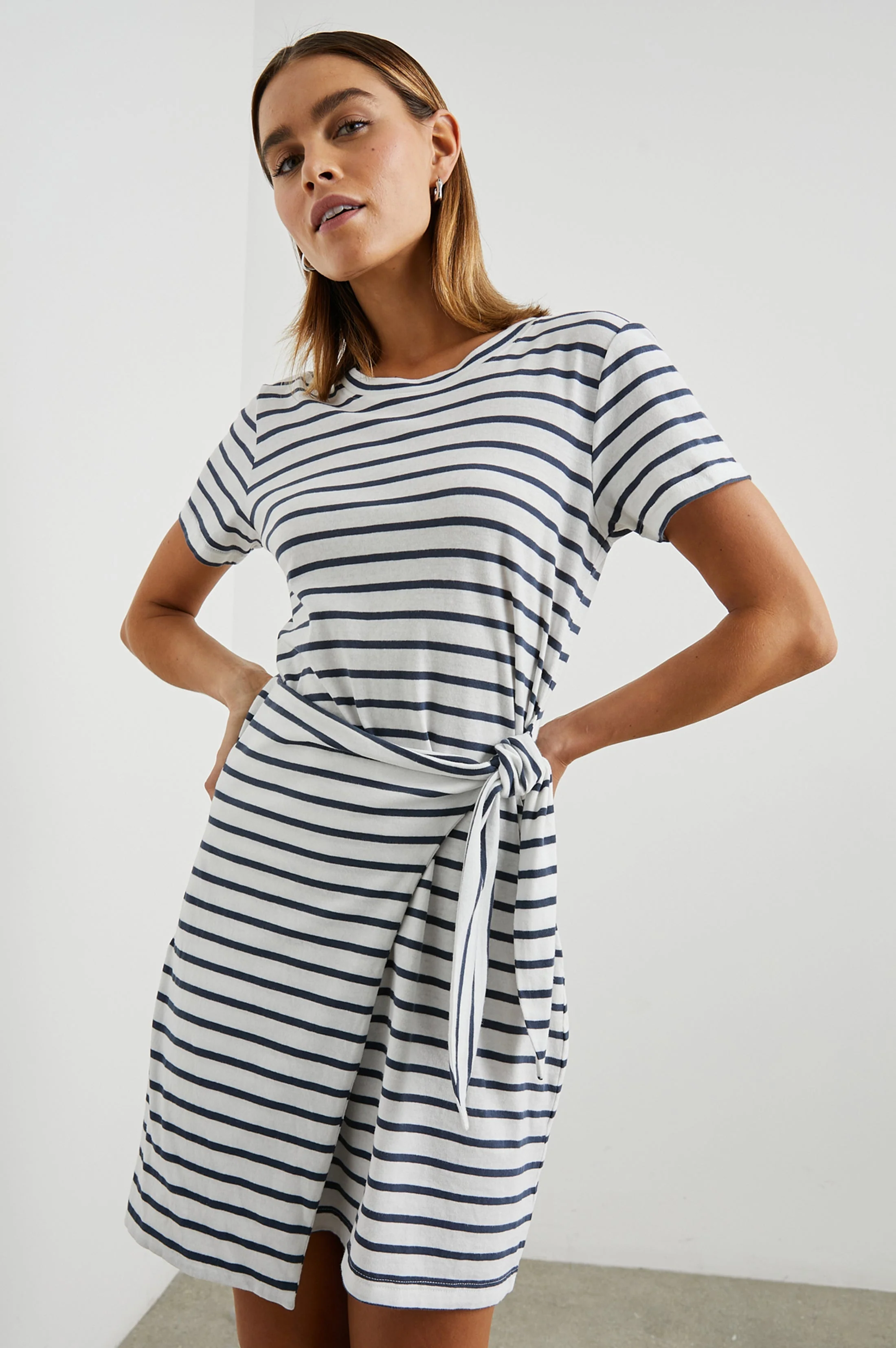 EDIE DRESS - IVORY NAVY STRIPE