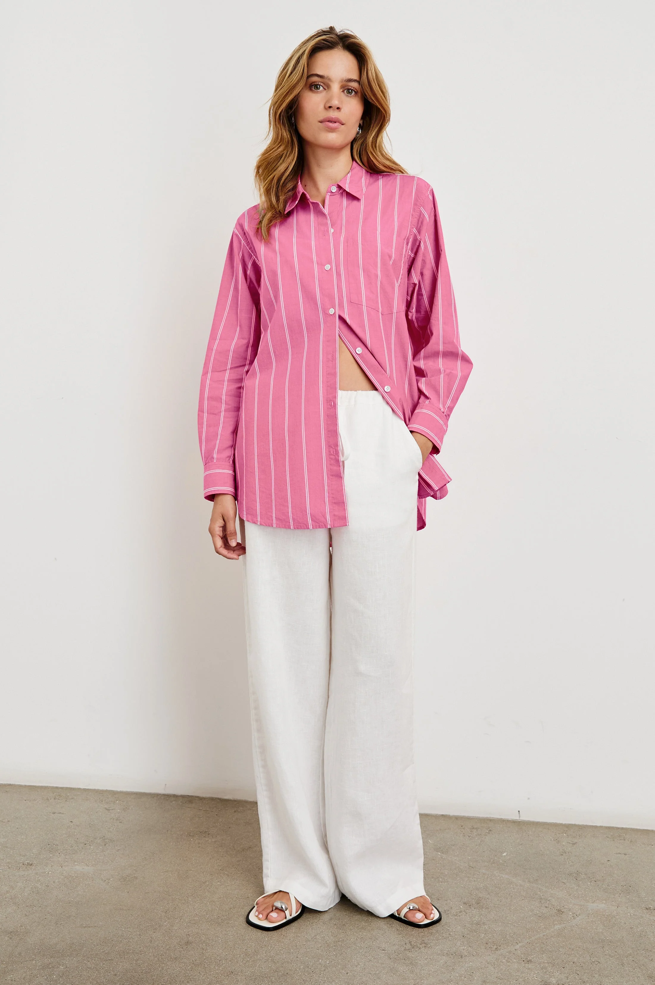 ELSA SHIRT - HIBISCUS WHITE STRIPE - Image 4