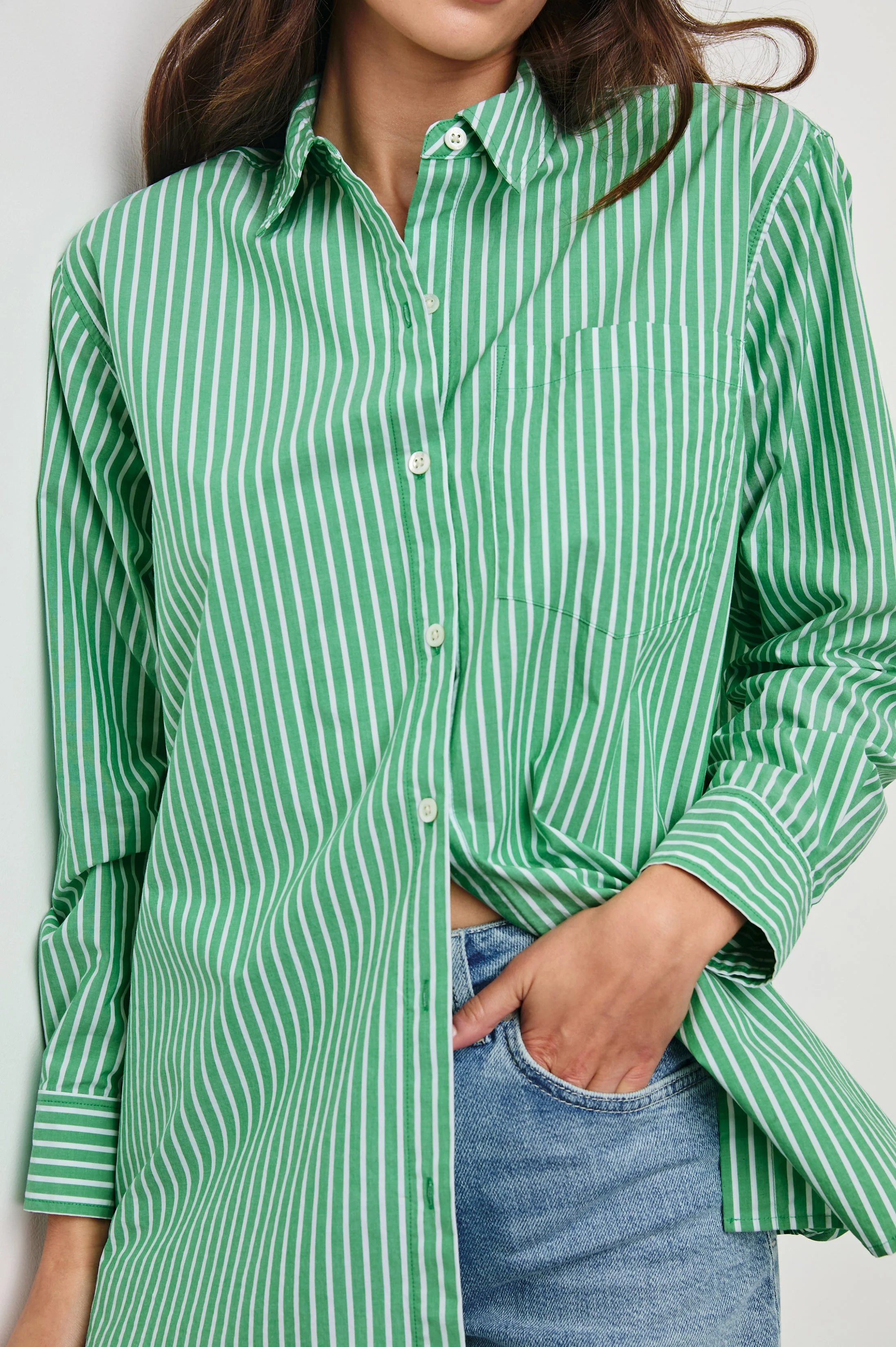 ELSA SHIRT - KELLY WHITE STRIPE - Image 2