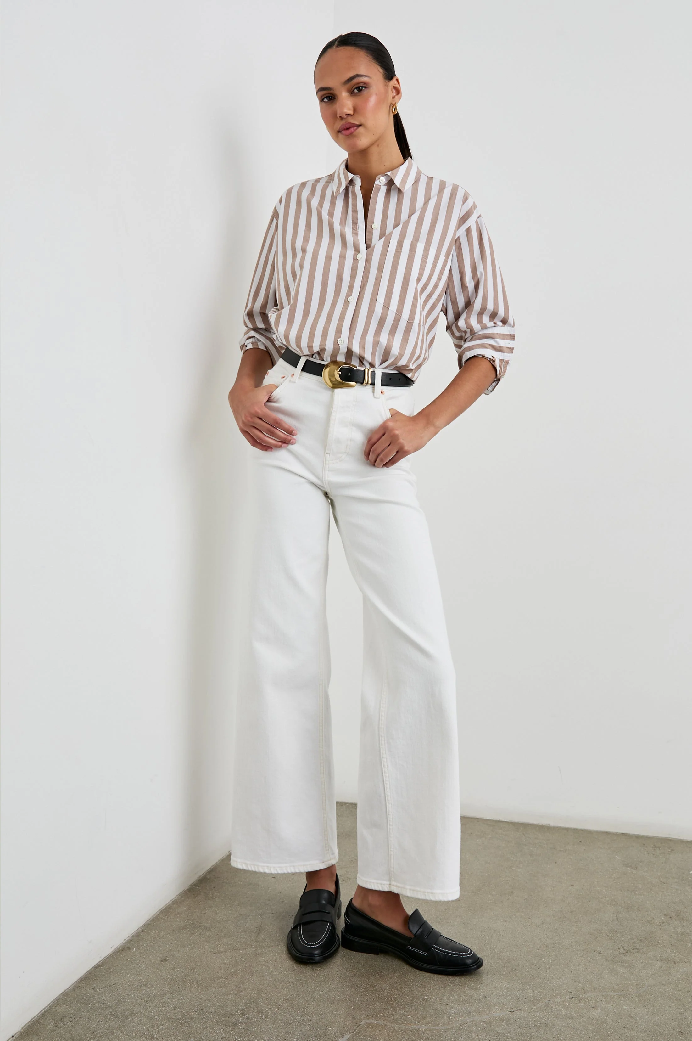 ELSA SHIRT - RUSSET WHITE STRIPE - Image 3