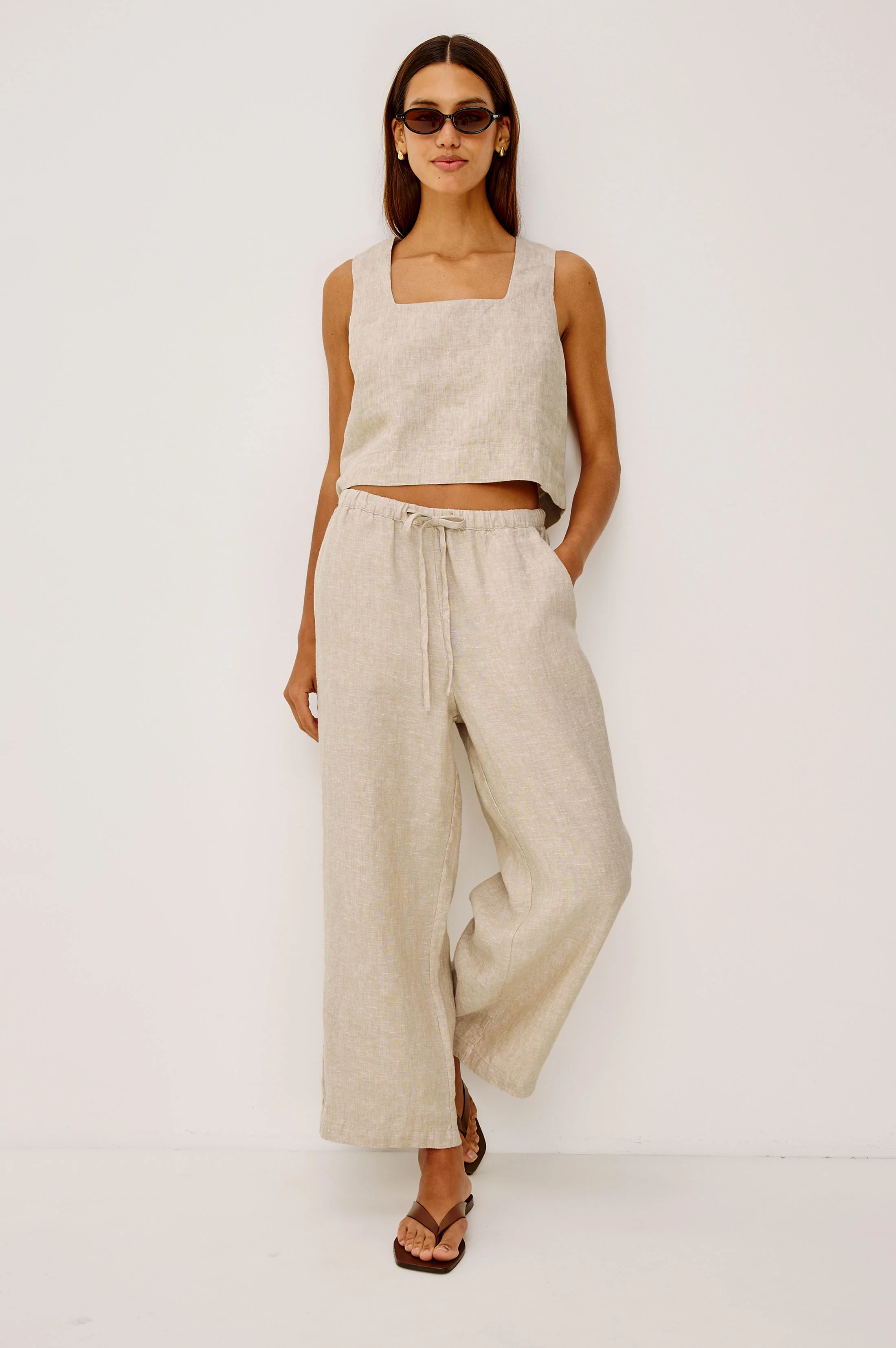 EMMIE CROP PANT - HEATHERED FLAX
