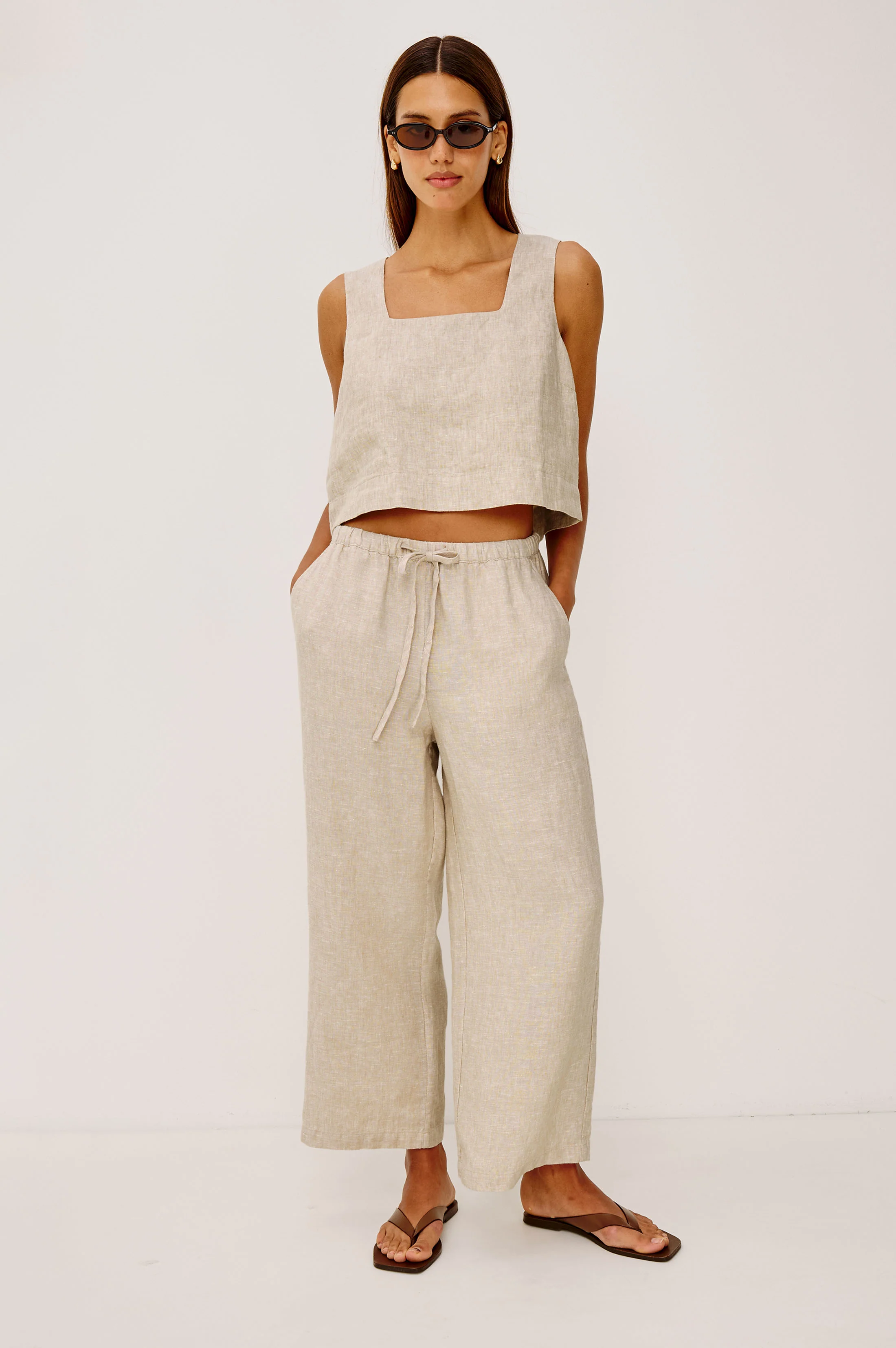 EMMIE CROP PANT - HEATHERED FLAX - Image 3