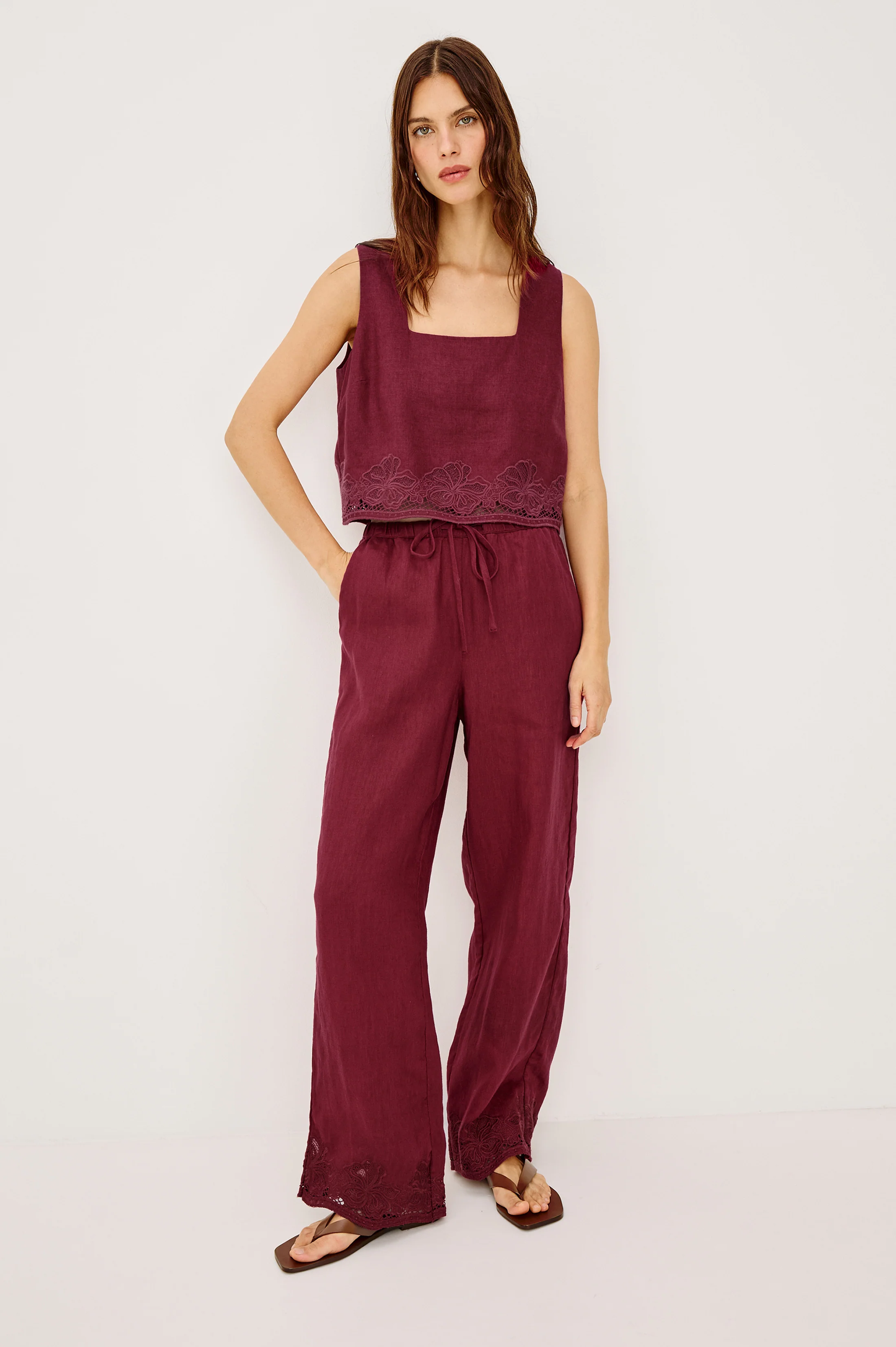 EMMIE PANT - BERRY HIBISCUS EMBROIDERY - Image 3
