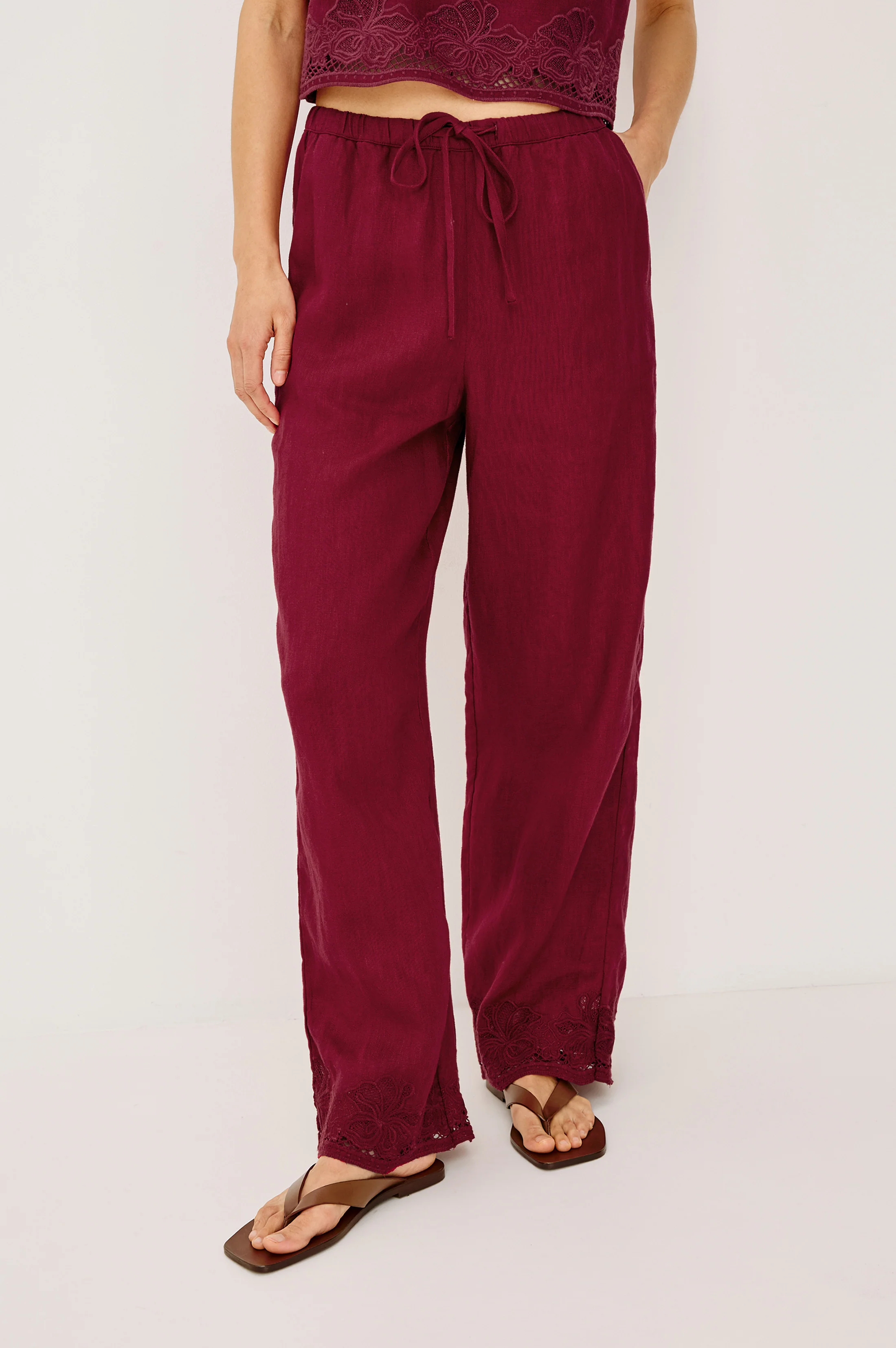 EMMIE PANT - BERRY HIBISCUS EMBROIDERY - Image 4