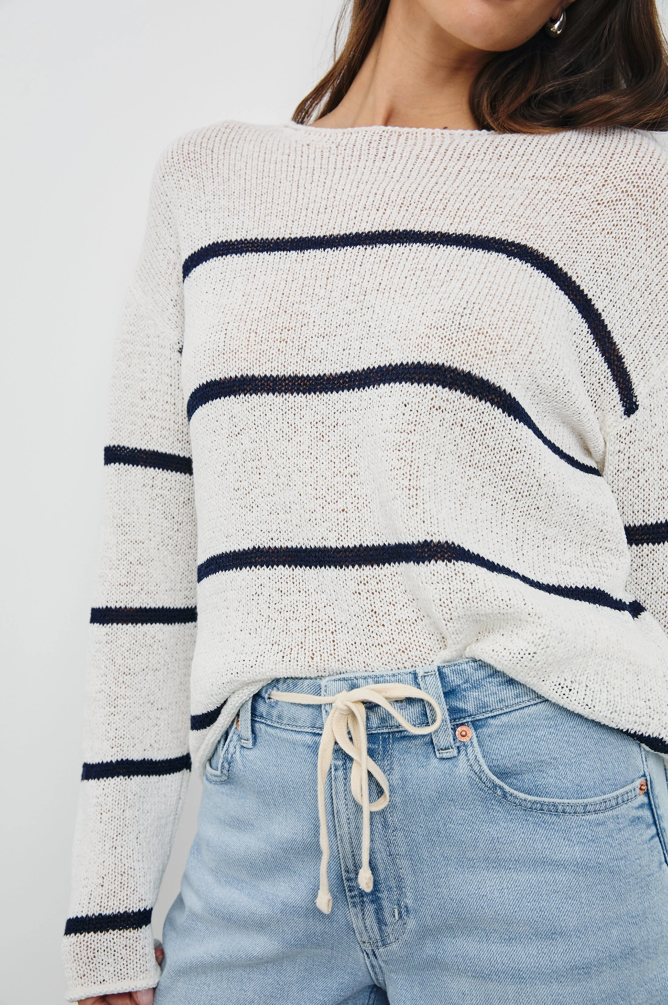 EVANGELINE SWEATER - NAVY WHITE STRIPE - Image 2