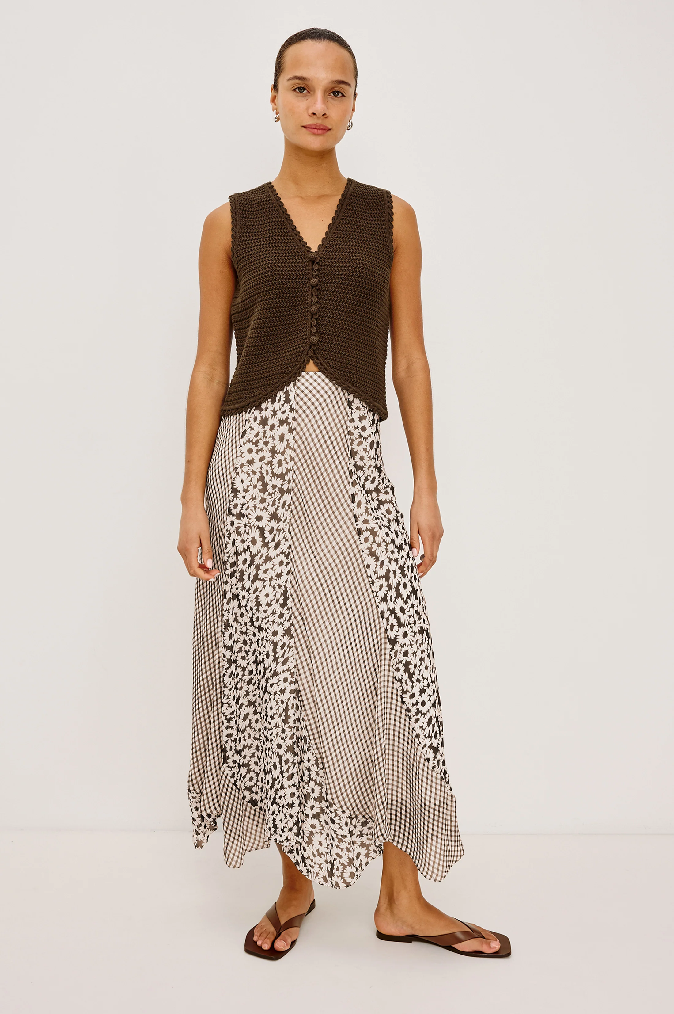 FELINA SKIRT - ESPRESSO DAISY GINGHAM MIX - Image 3