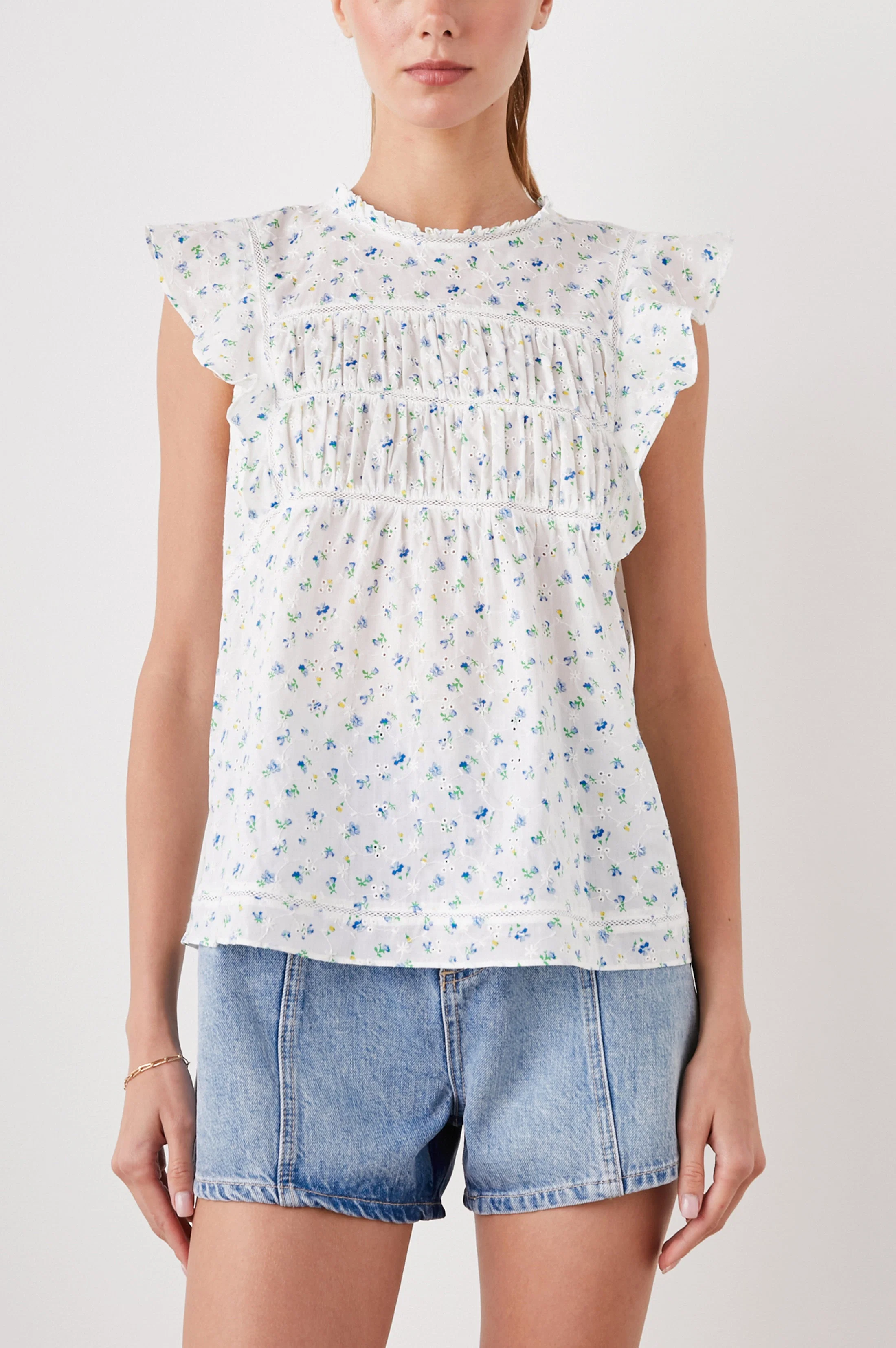 FILOMENA TOP - BLUEBELL EYELET