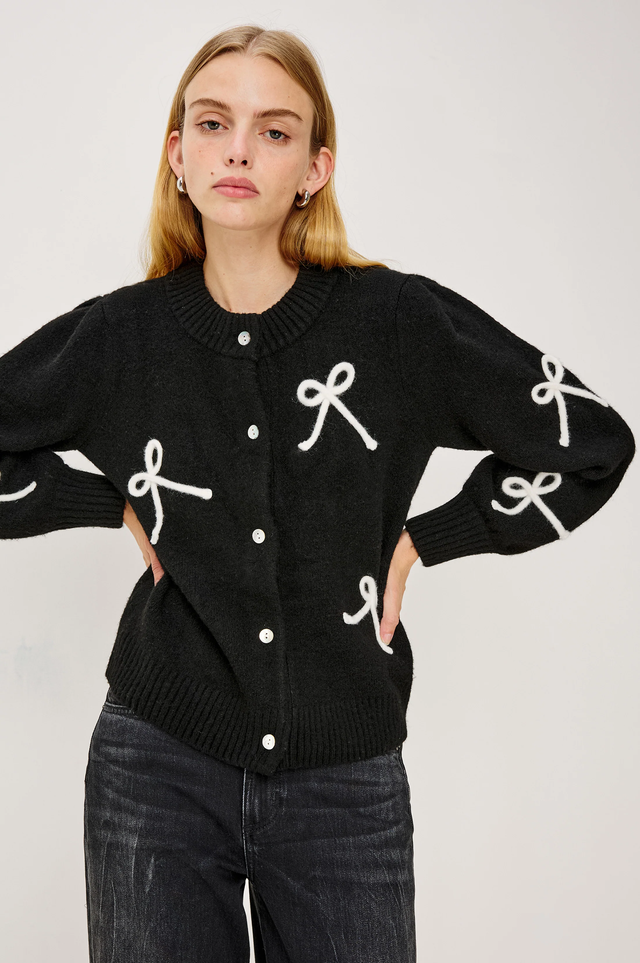FRANCESCA CARDIGAN - BLACK IVORY