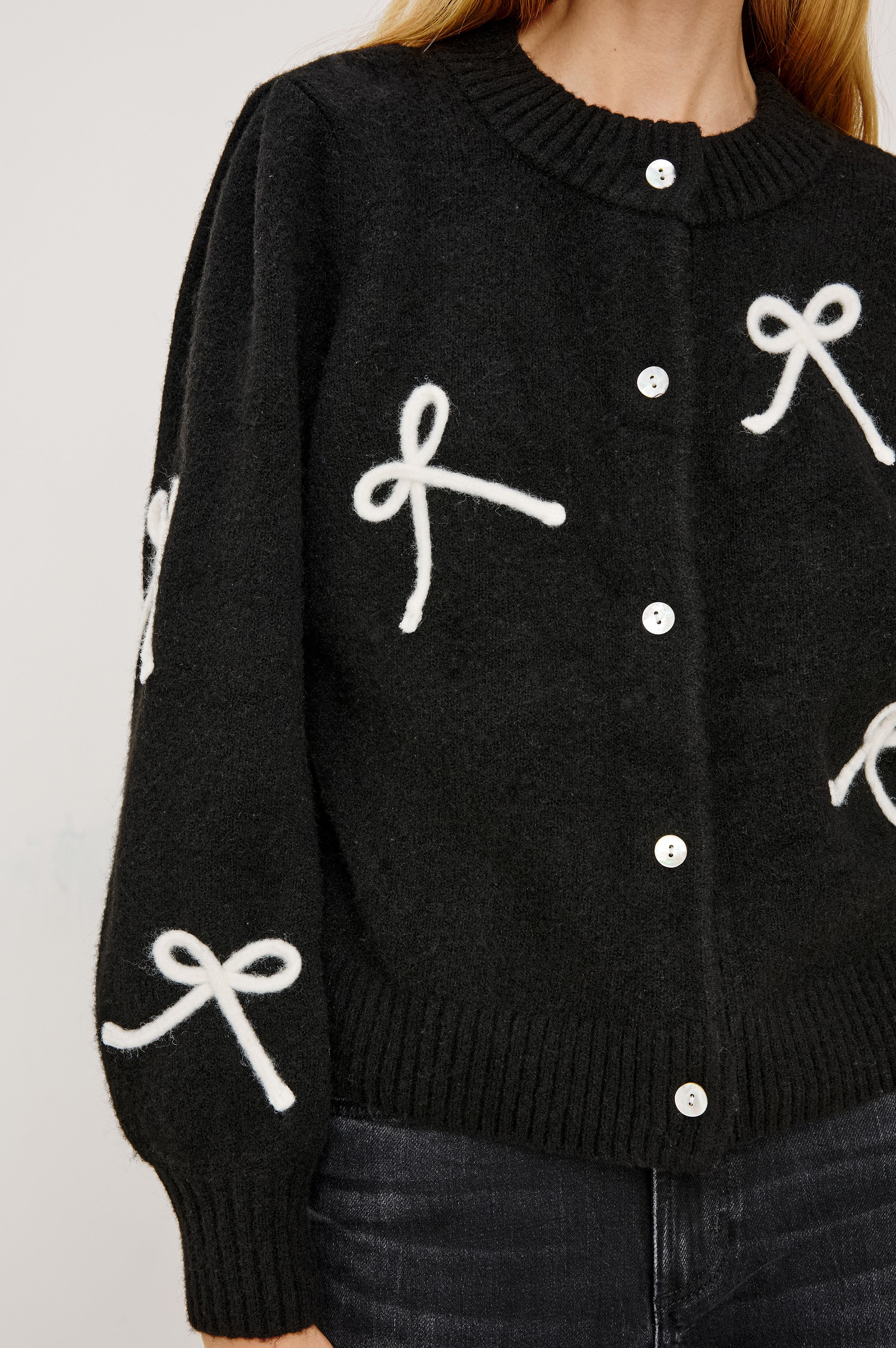 FRANCESCA CARDIGAN - BLACK IVORY - Image 2