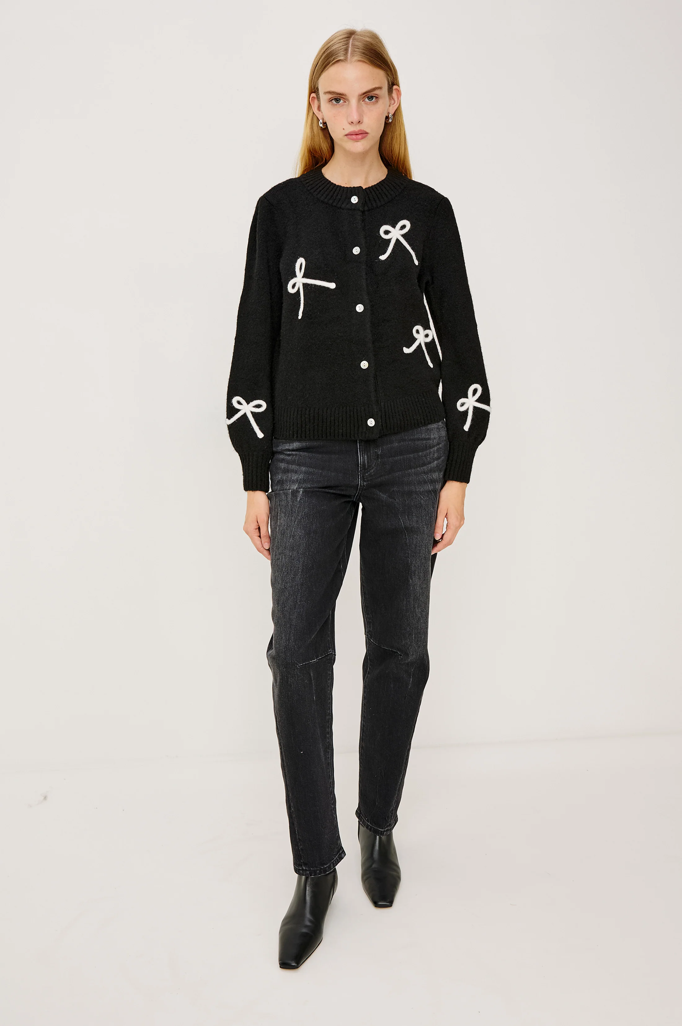 FRANCESCA CARDIGAN - BLACK IVORY - Image 3