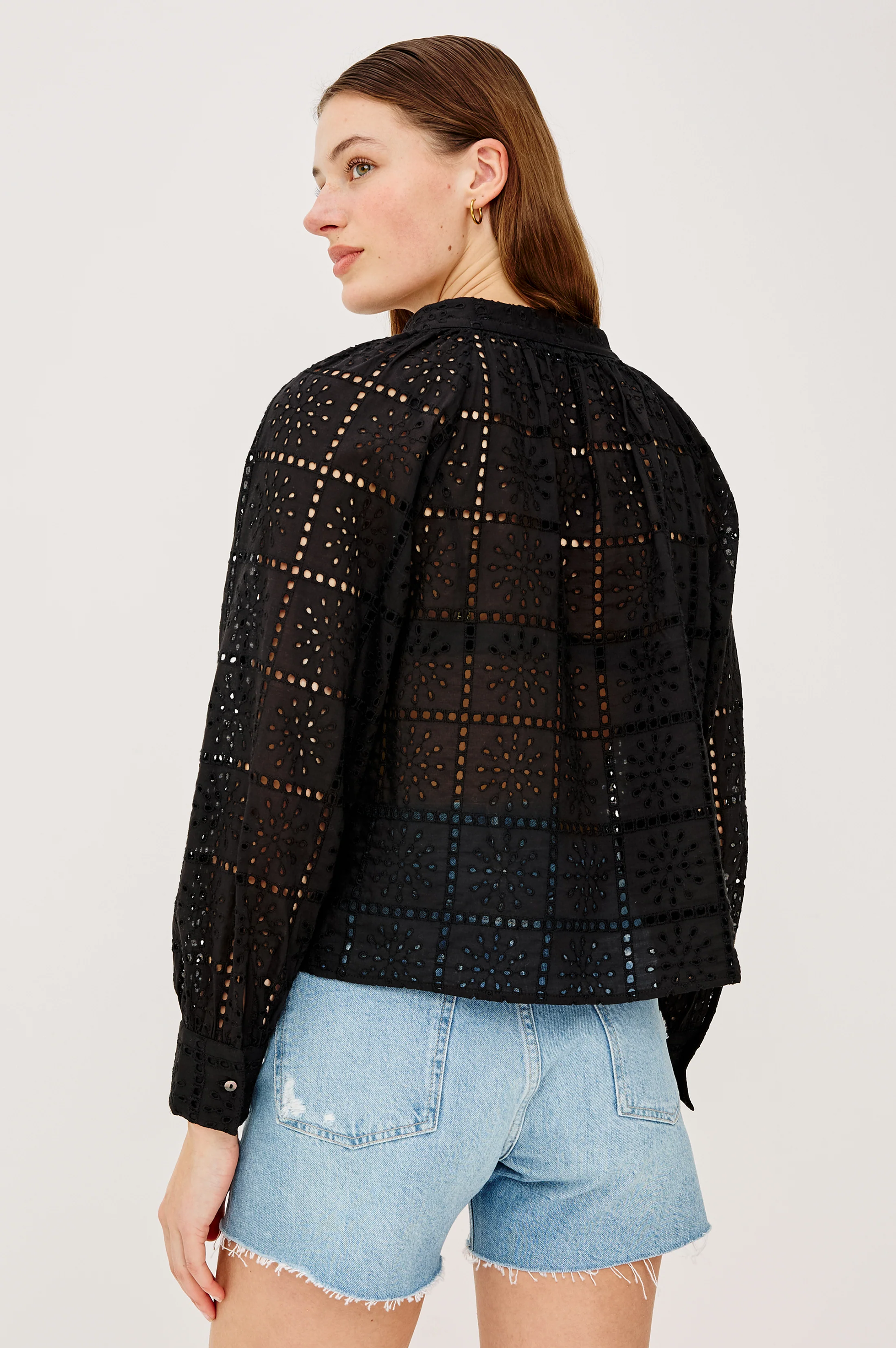 FRANCINE TOP - BLACK GRID EMBROIDERY - Image 5