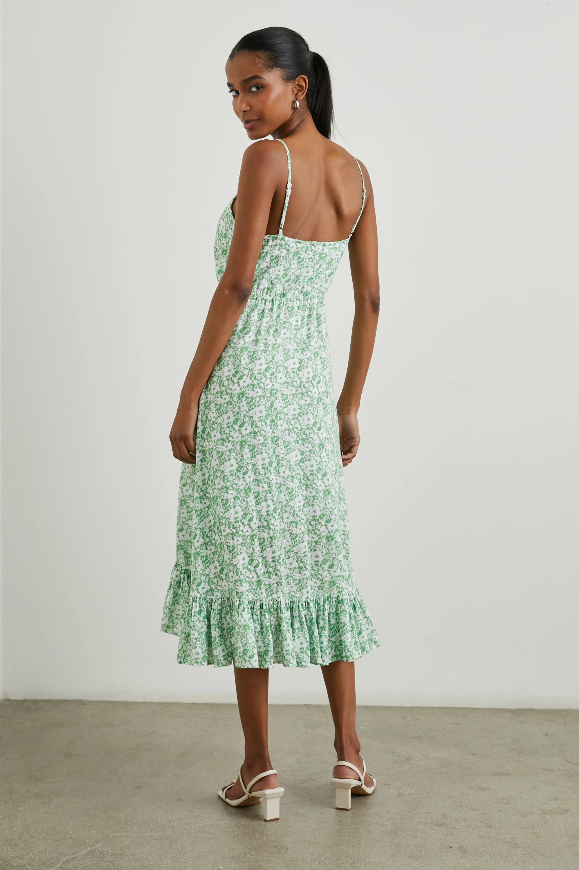FRIDA DRESS - GREEN TEXTURE FLORAL - Image 4