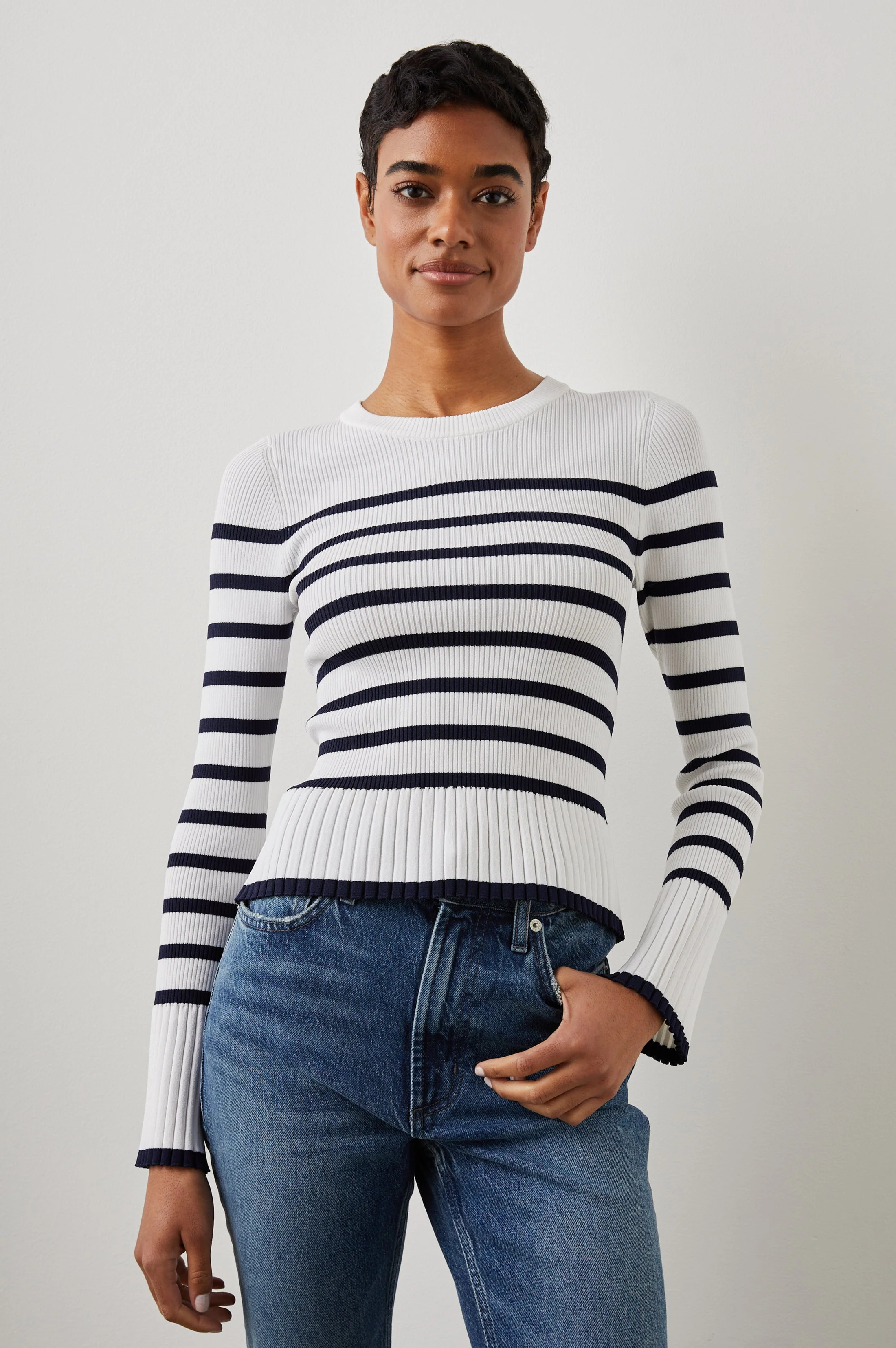 GEMMA SWEATER - IVORY NAVY STRIPE - Image 2