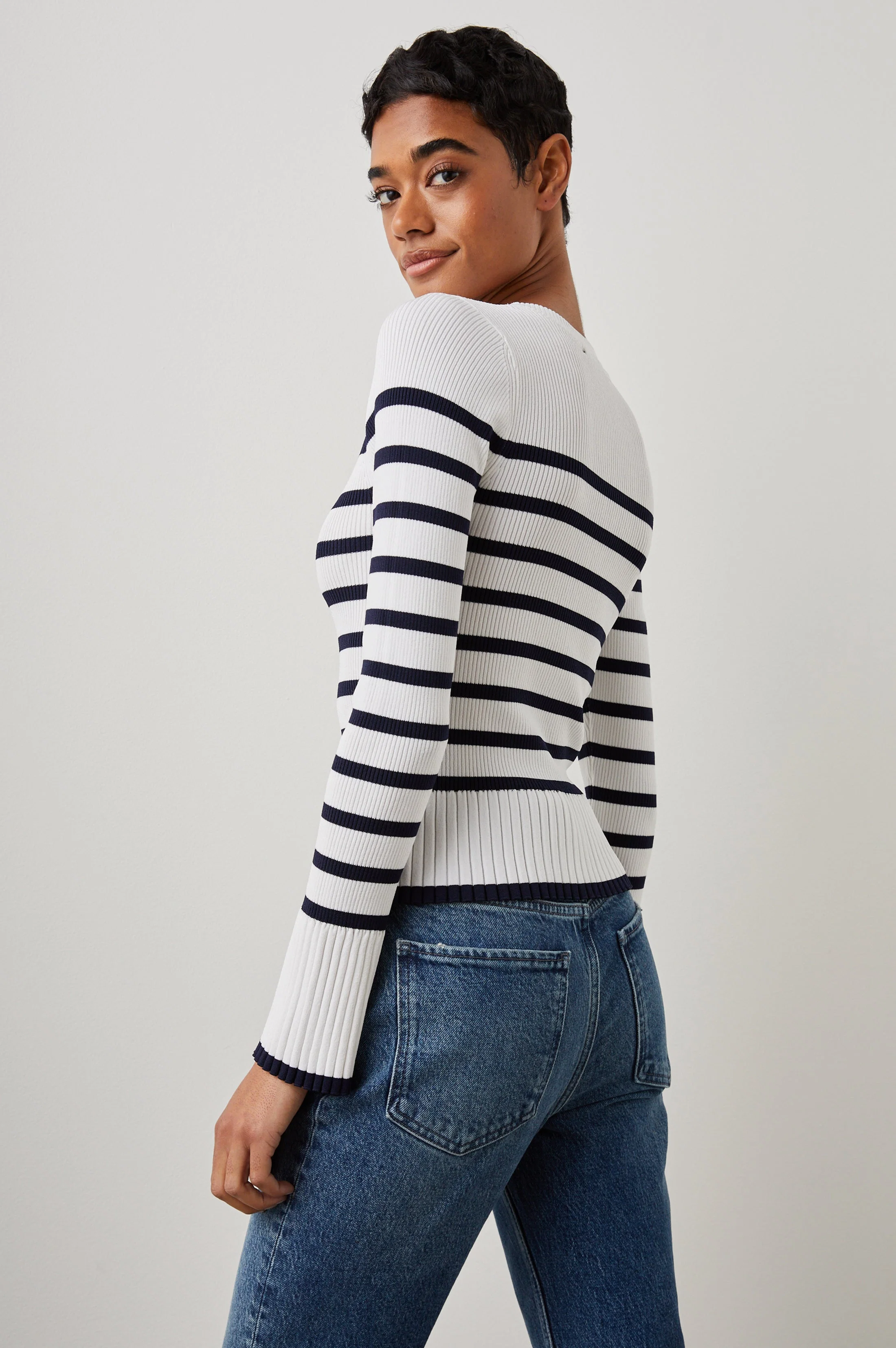 GEMMA SWEATER - IVORY NAVY STRIPE - Image 6