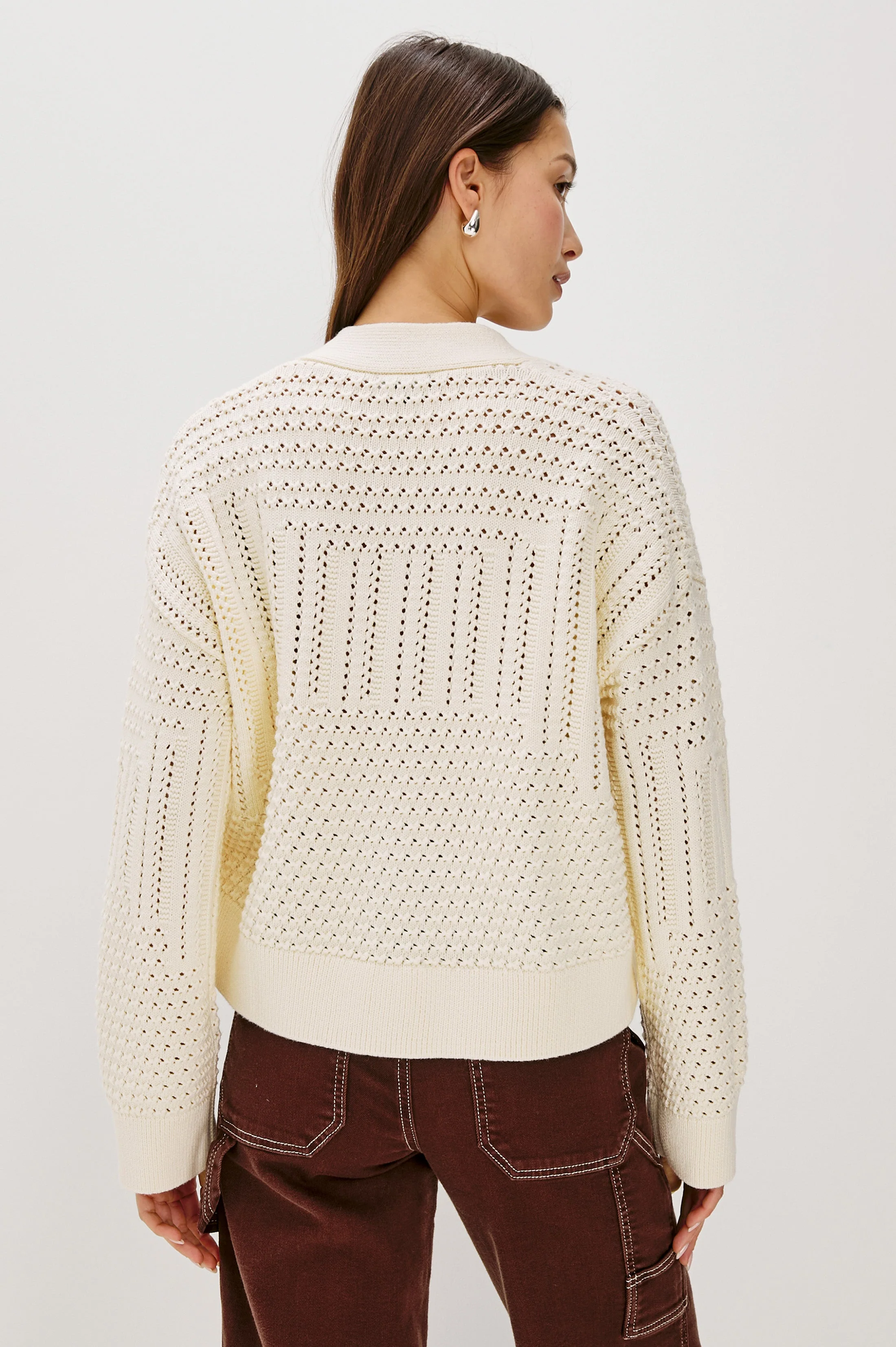 GENEVA CARDIGAN - IVORY PATCHWORK POINTELLE - Image 5