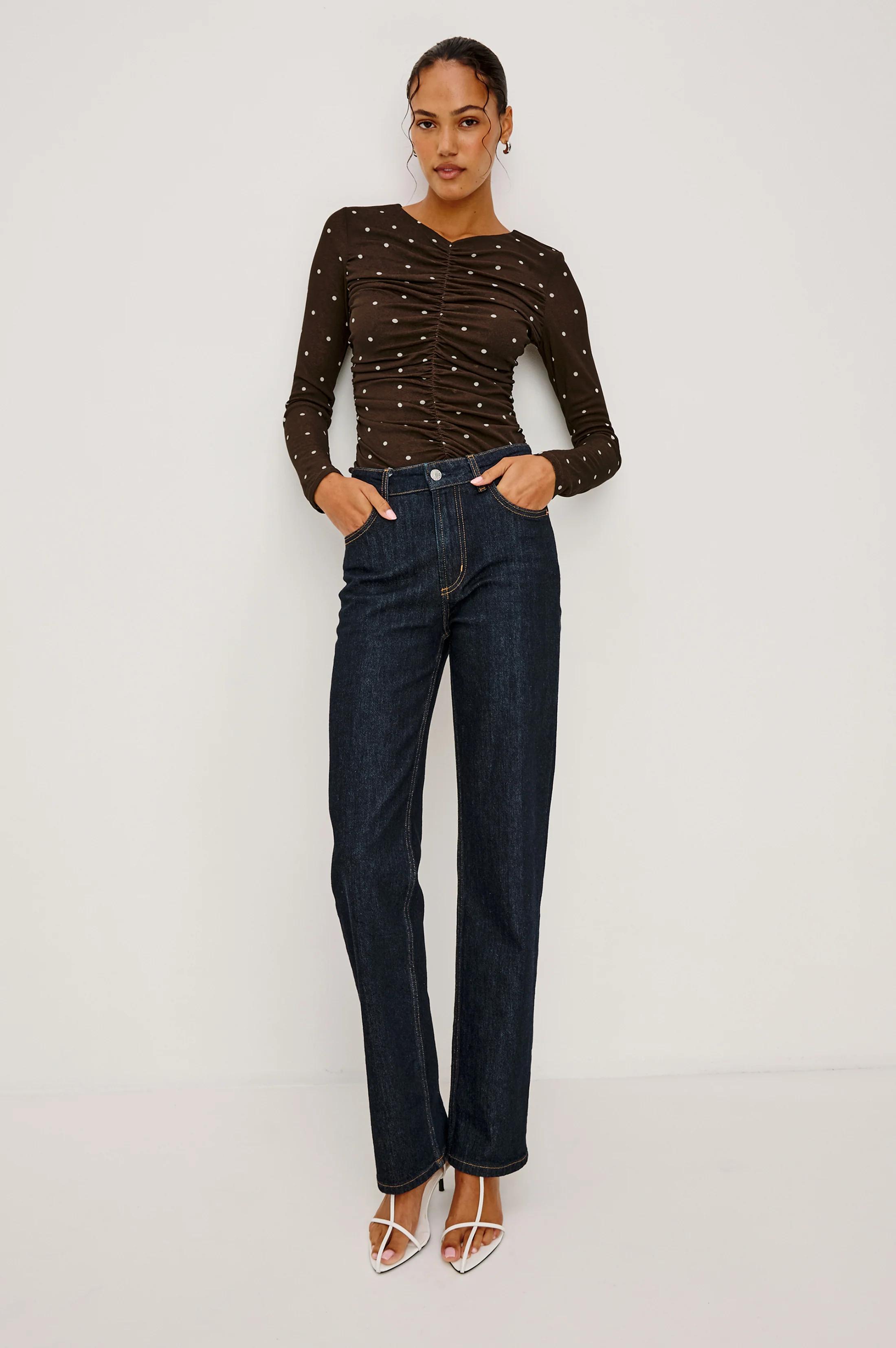 GEORGINA TOP - COCOA POLKA DOTS - Image 3