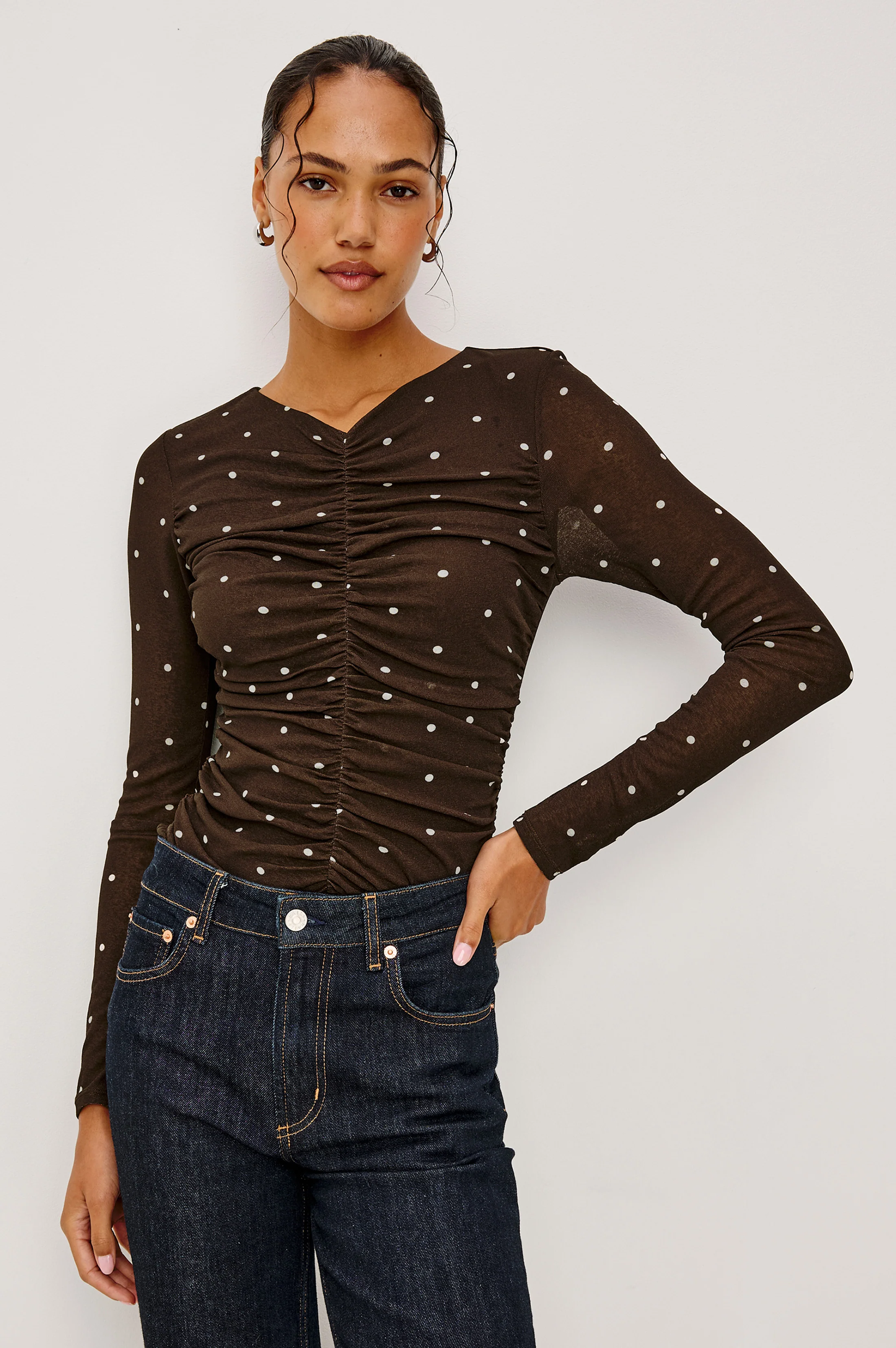 GEORGINA TOP - COCOA POLKA DOTS - Image 4