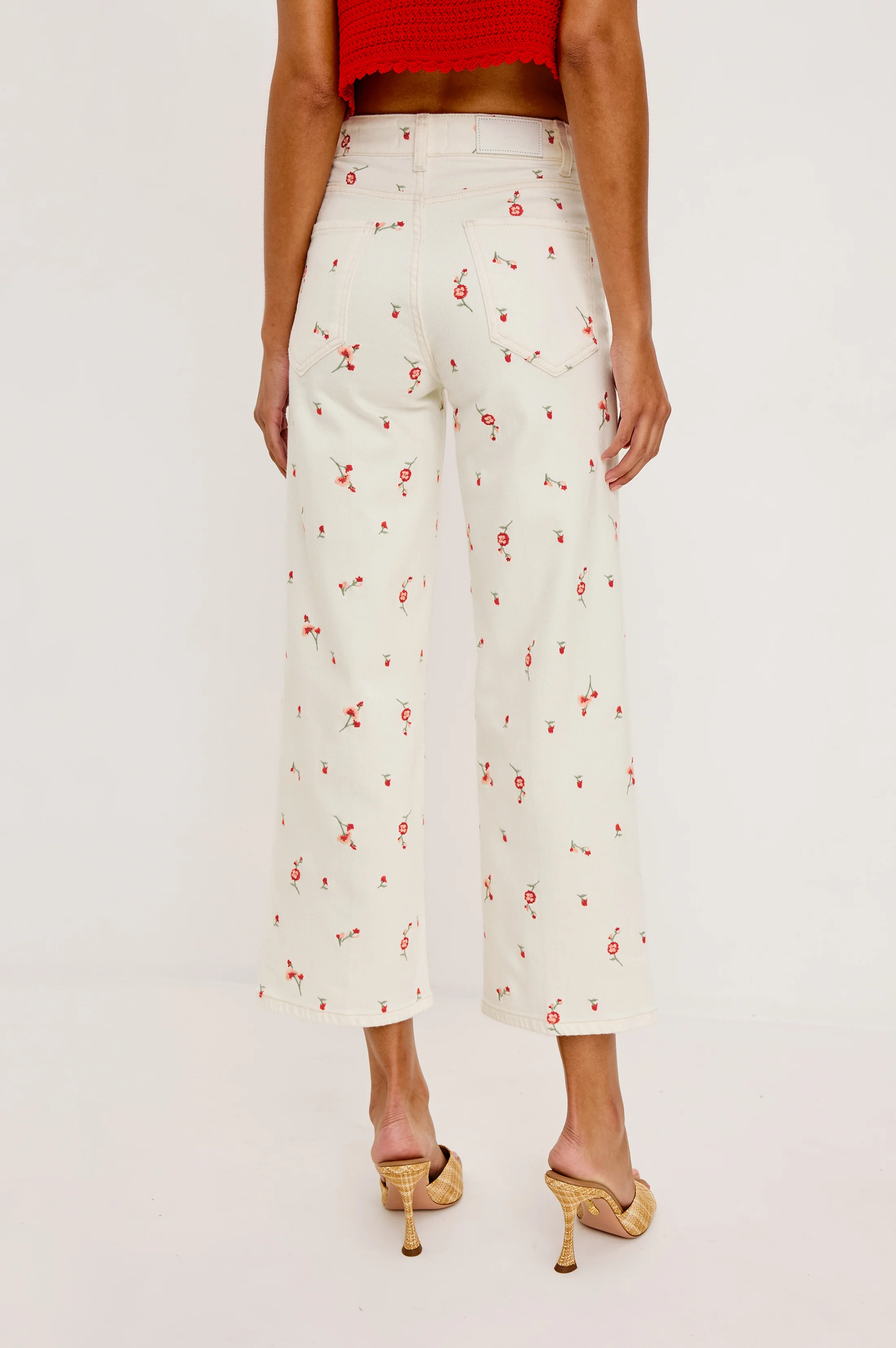 GETTY CROP WIDE LEG - ECRU ROMANTIC FLORAL - Image 4