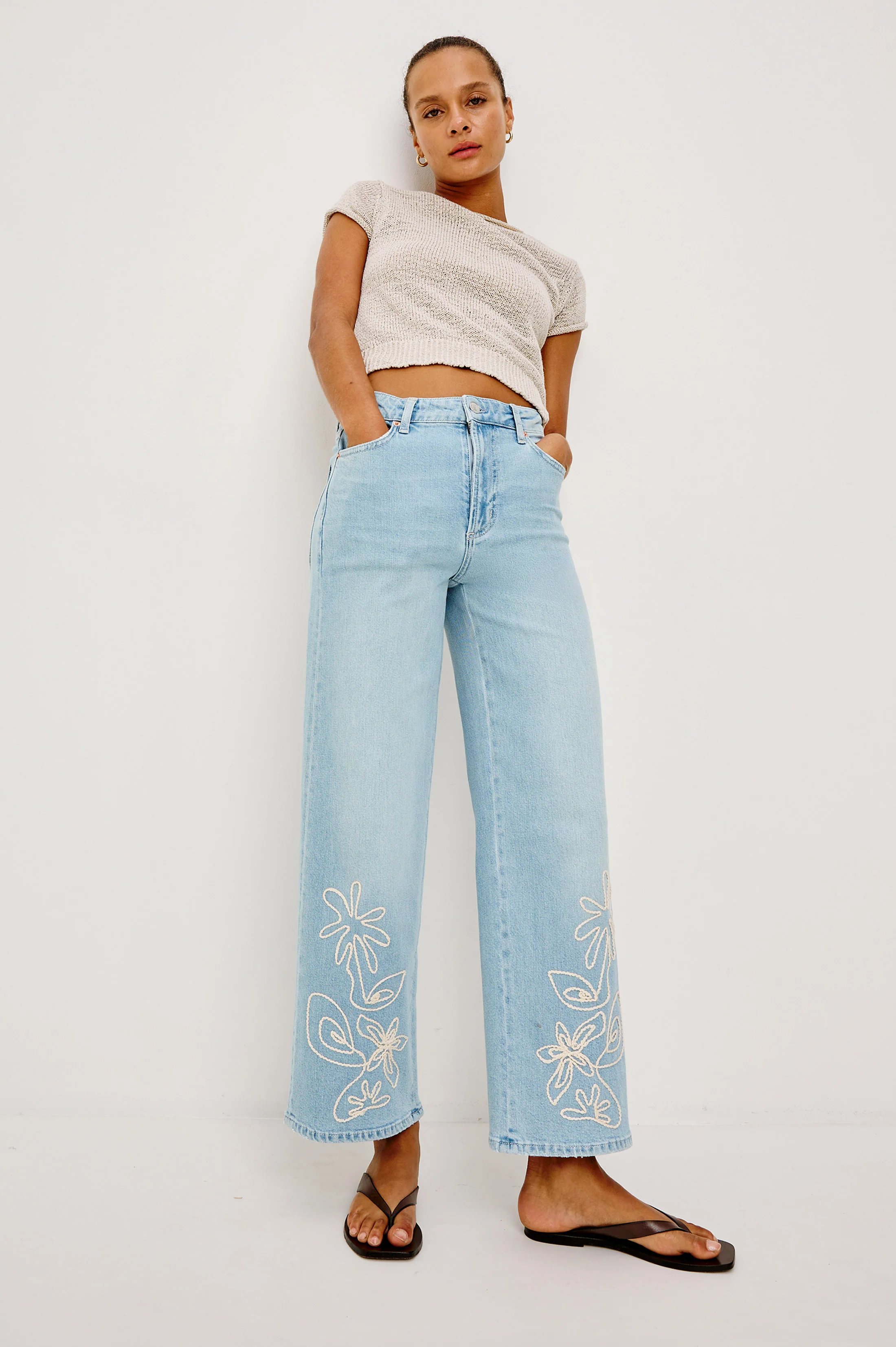 GETTY CROP WIDE LEG - LELANI EMBROIDERED - Image 3