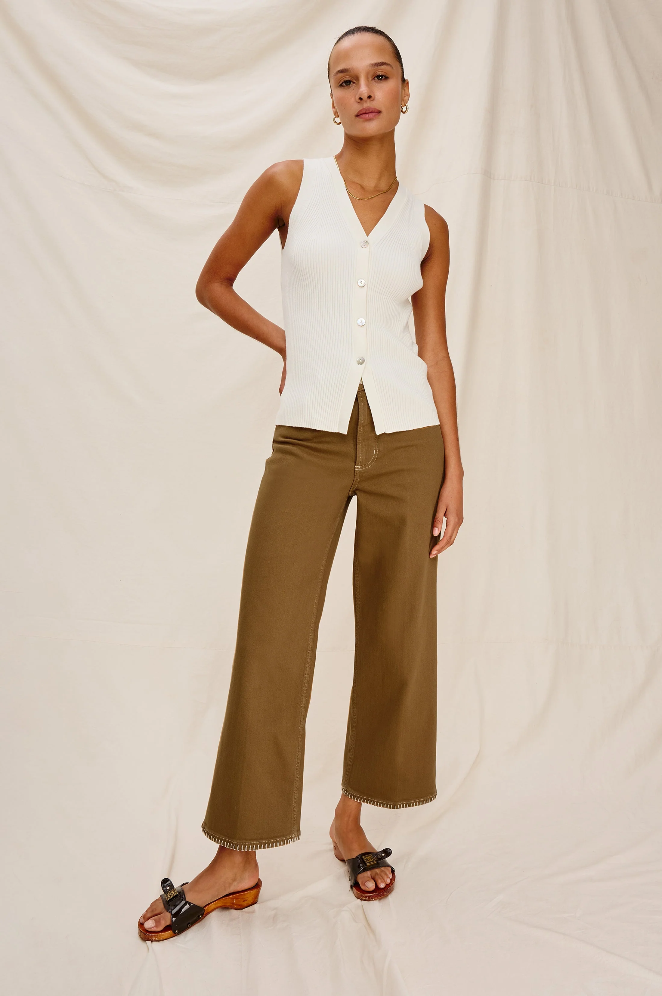 GETTY CROP WIDE LEG - SAFARI EMBROIDERED - Image 3
