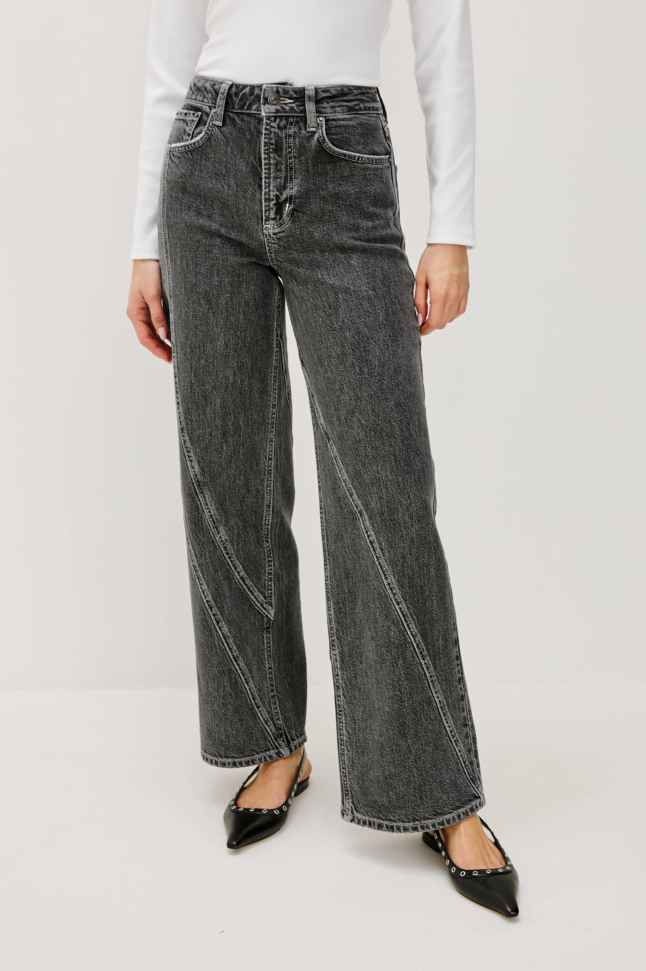 GETTY TWIST SEAM WIDE LEG - WASHED CHARCOAL