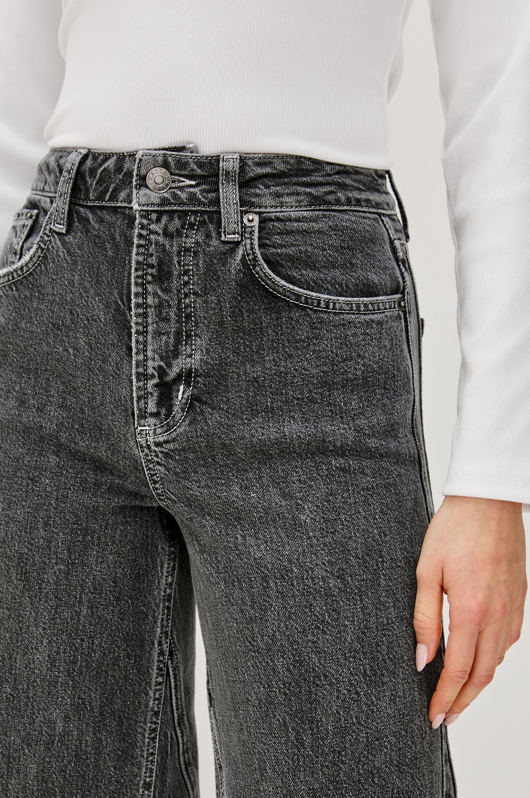 GETTY TWIST SEAM WIDE LEG - WASHED CHARCOAL - Image 3