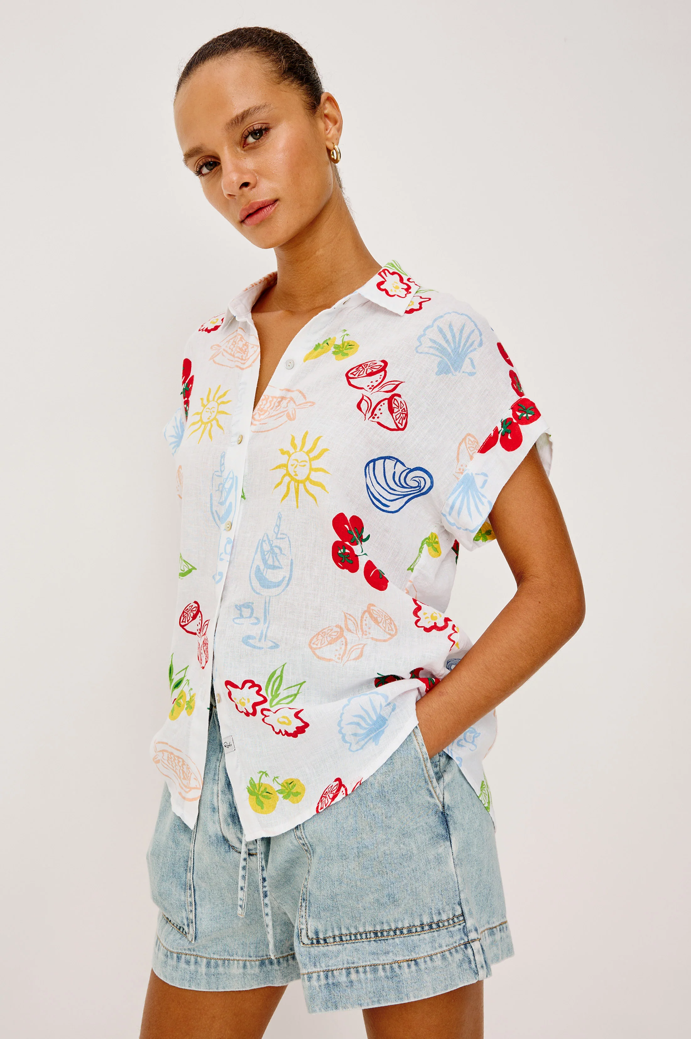 RAILS X GIADZY FARRAH SHIRT - WHITE ANTIPASTI