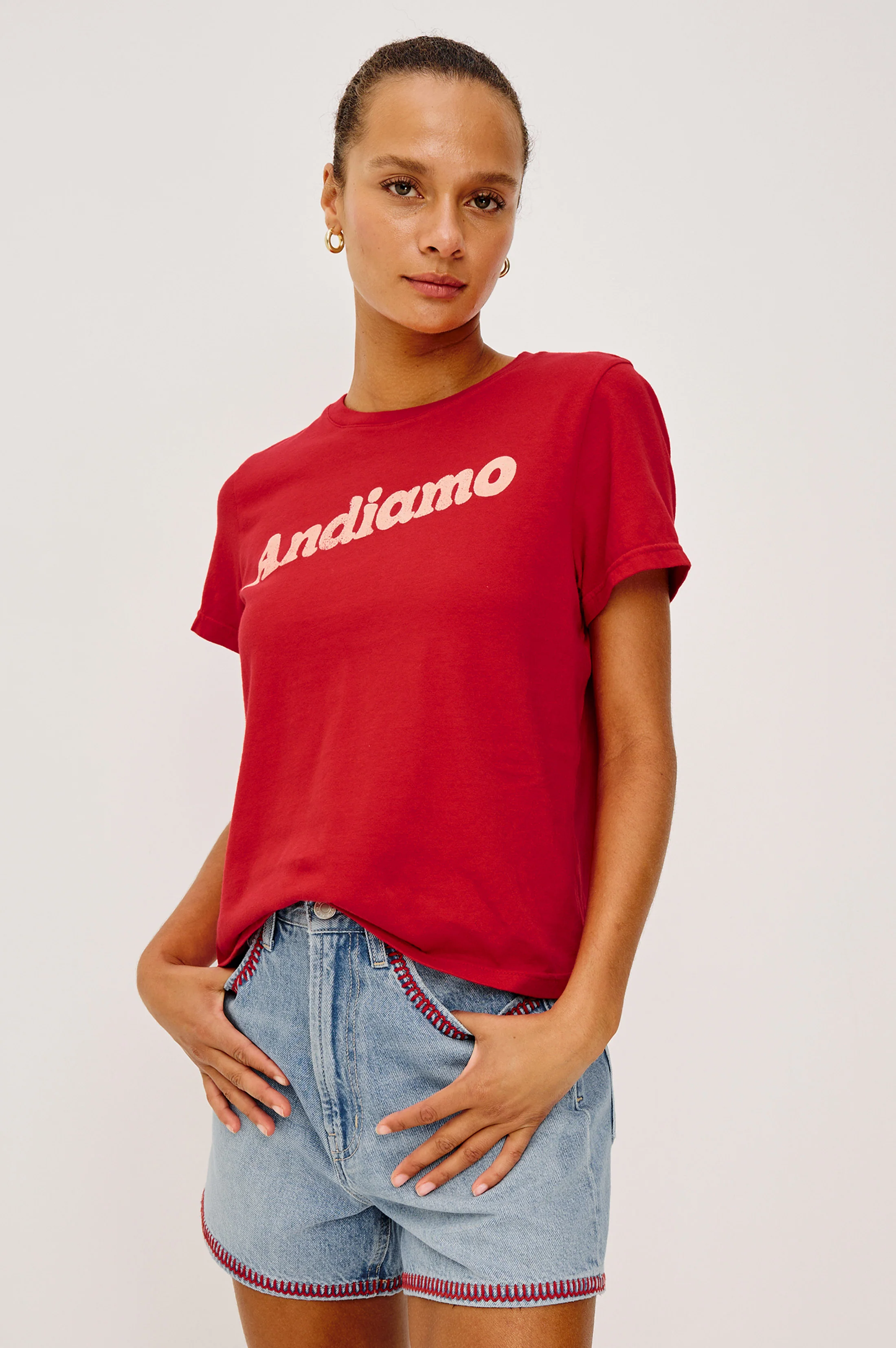 RAILS X GIADZY THE CLASSIC CREW T-SHIRT - ANDIAMO TOMATO