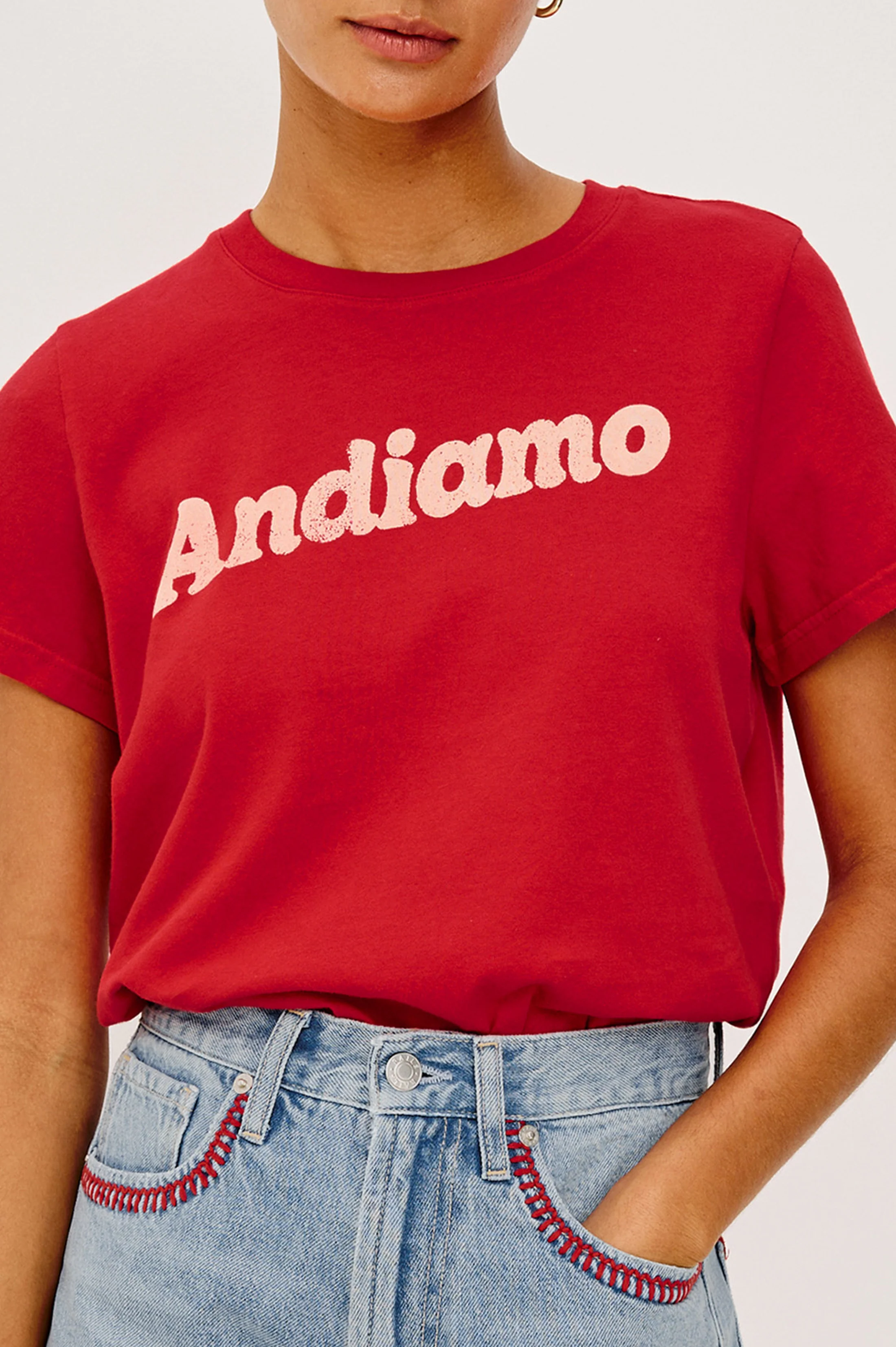 RAILS X GIADZY THE CLASSIC CREW T-SHIRT - ANDIAMO TOMATO - Image 2
