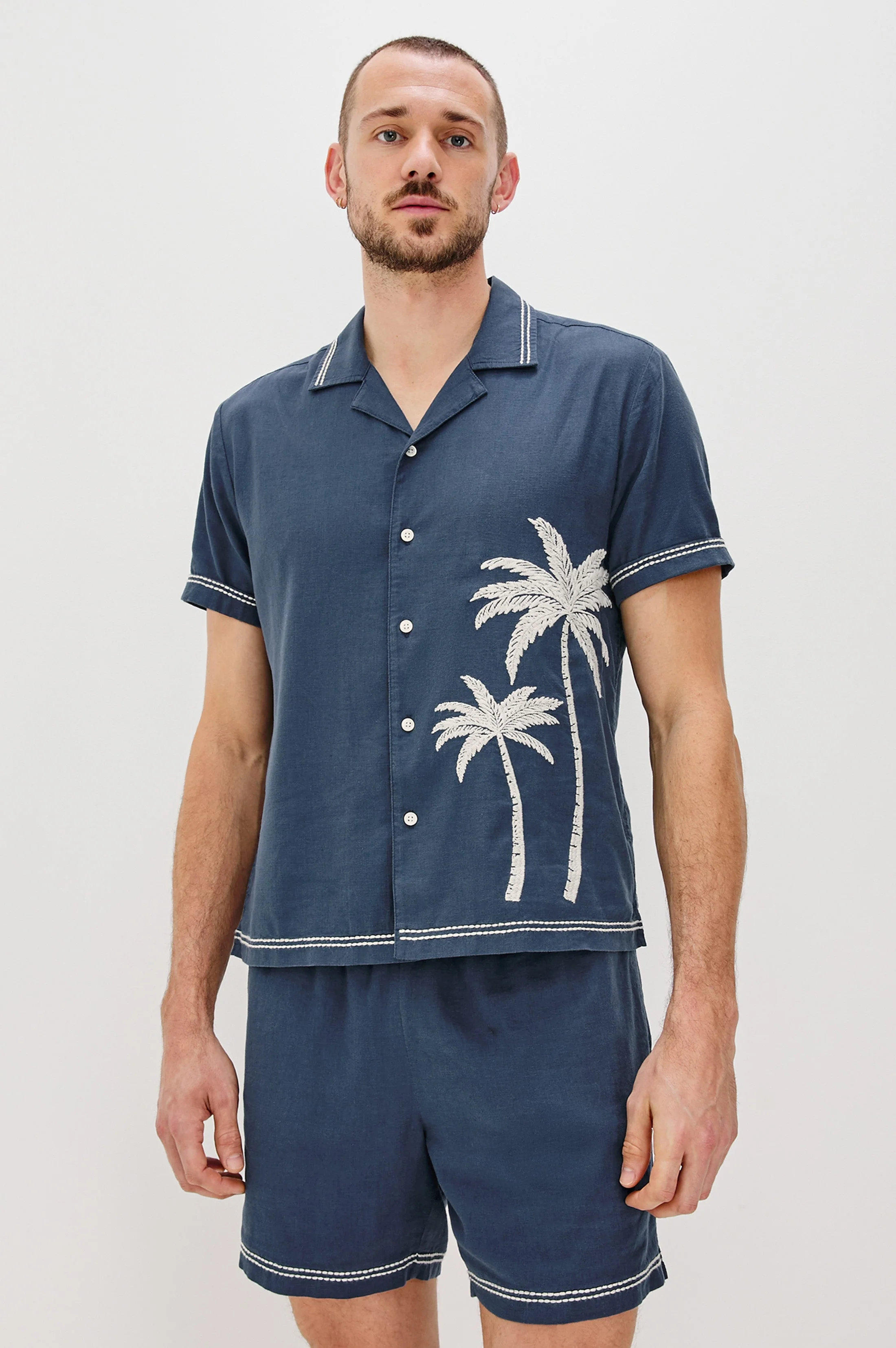 GIBSON SHIRT - NAVY WHITE PALM