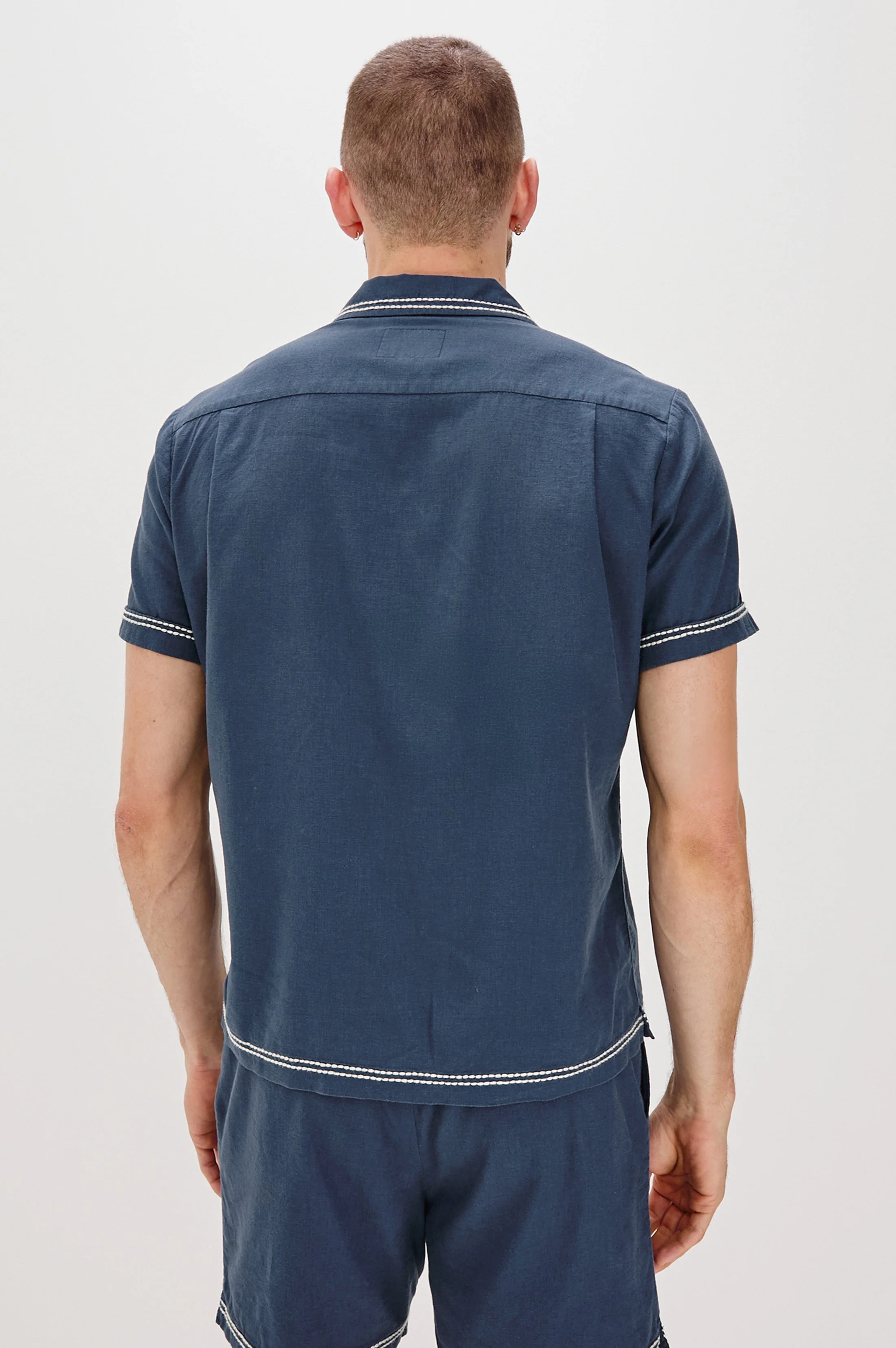 GIBSON SHIRT - NAVY WHITE PALM - Image 6