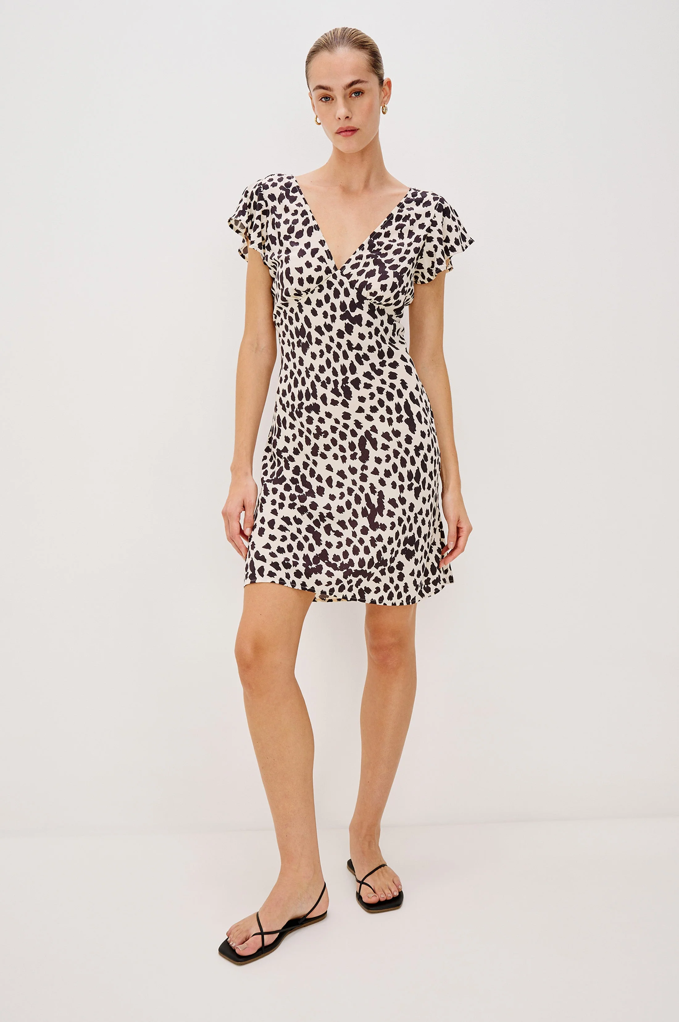 GIGI DRESS - TAUPE SPOTTED