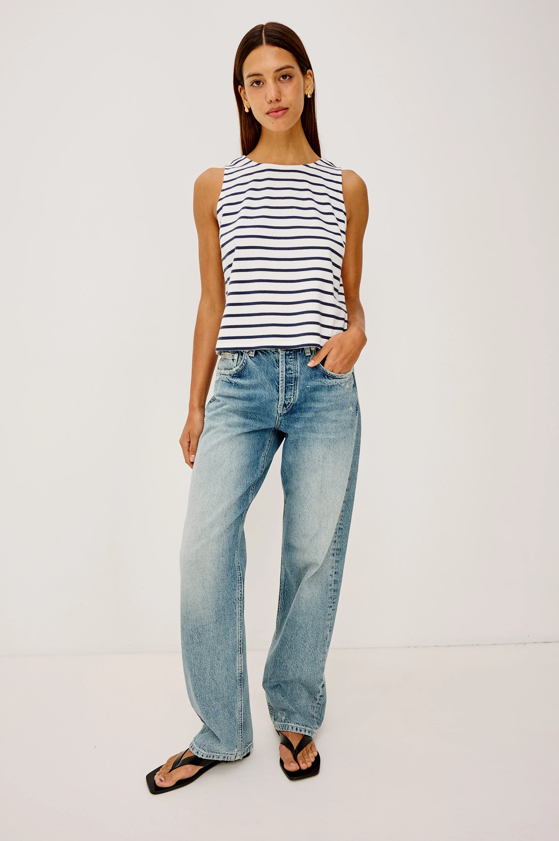 GRACE TANK - IVORY NAVY STRIPE - Image 3