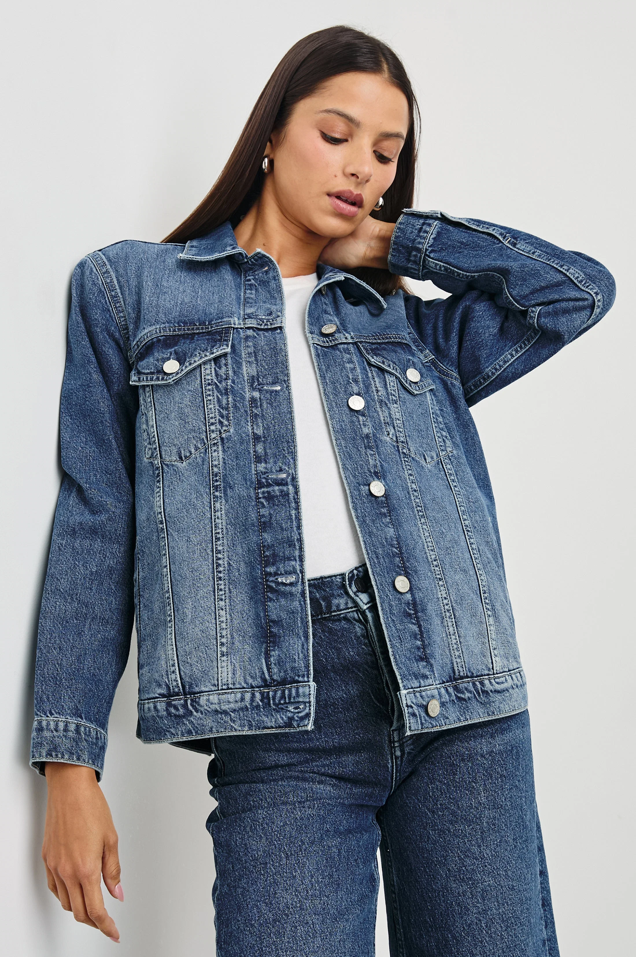 GROVE BOYFRIEND TRUCKER JACKET - INDIGO HAZE - Image 4