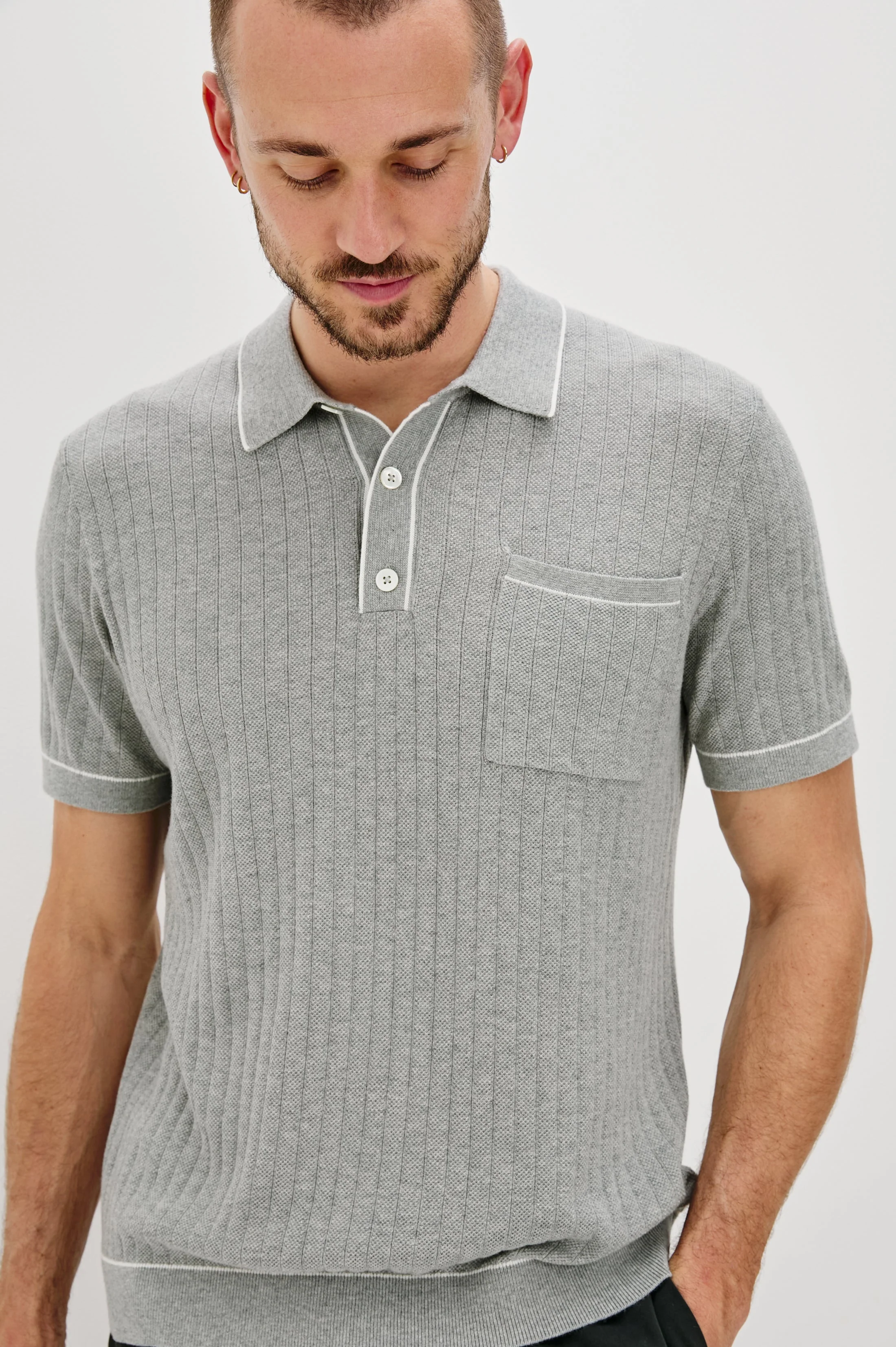 HARDY POLO SHIRT - GREY MELANGE - Image 3