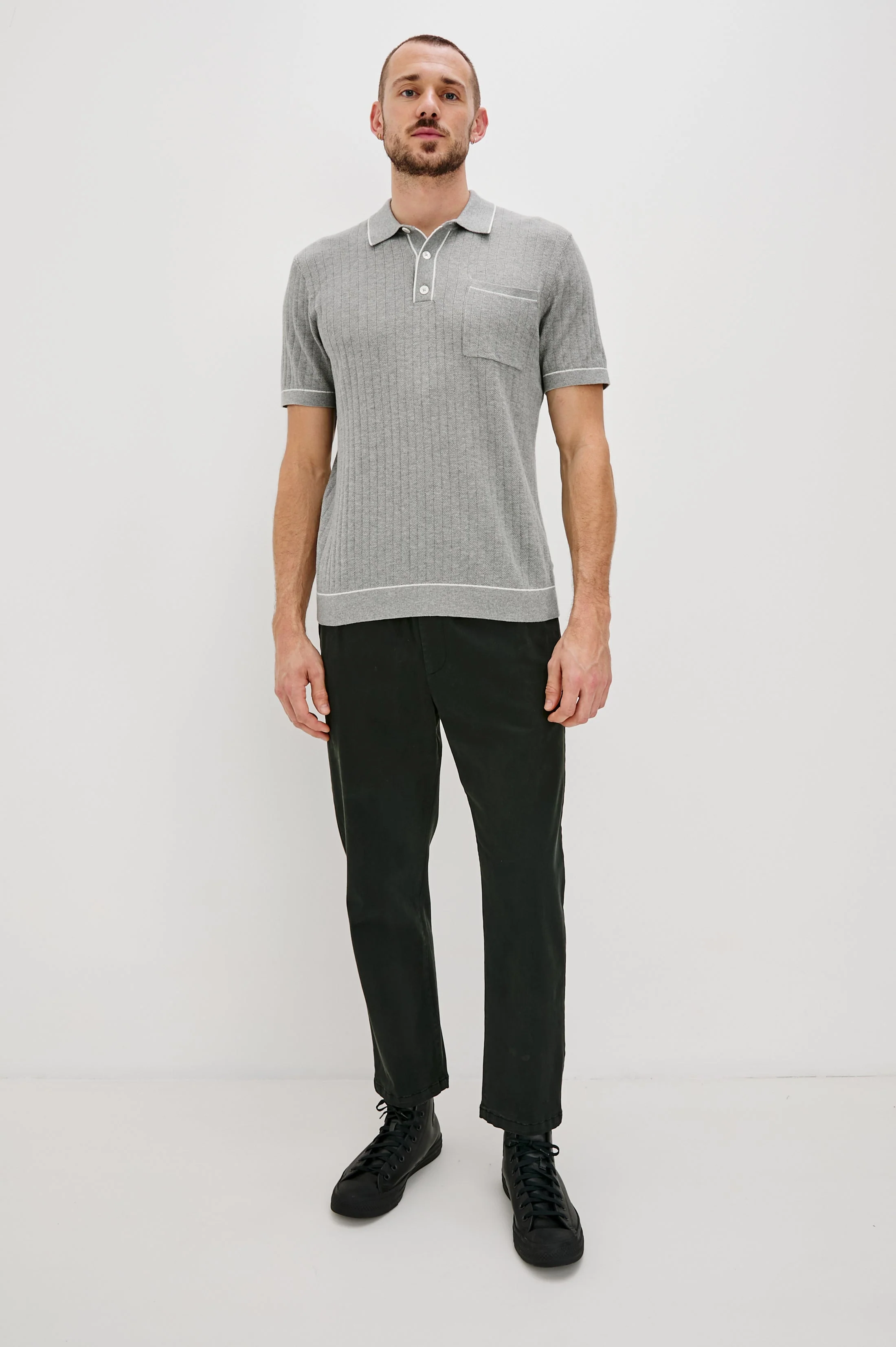 HARDY POLO SHIRT - GREY MELANGE - Image 4
