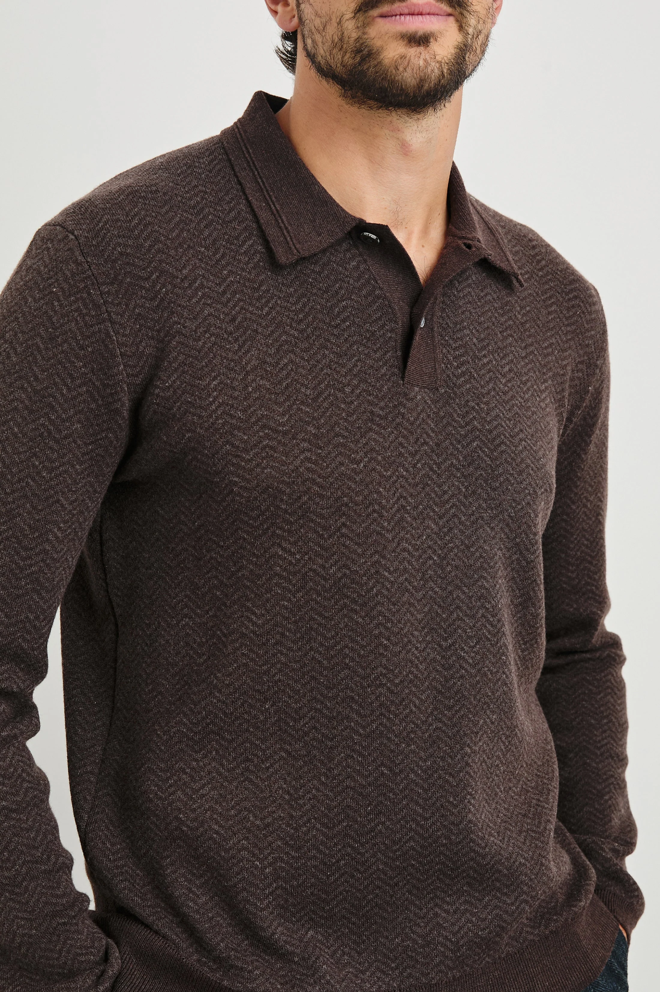 HERRINGTON SWEATER - BROWN HERRINGBONE MELANGE - Image 2